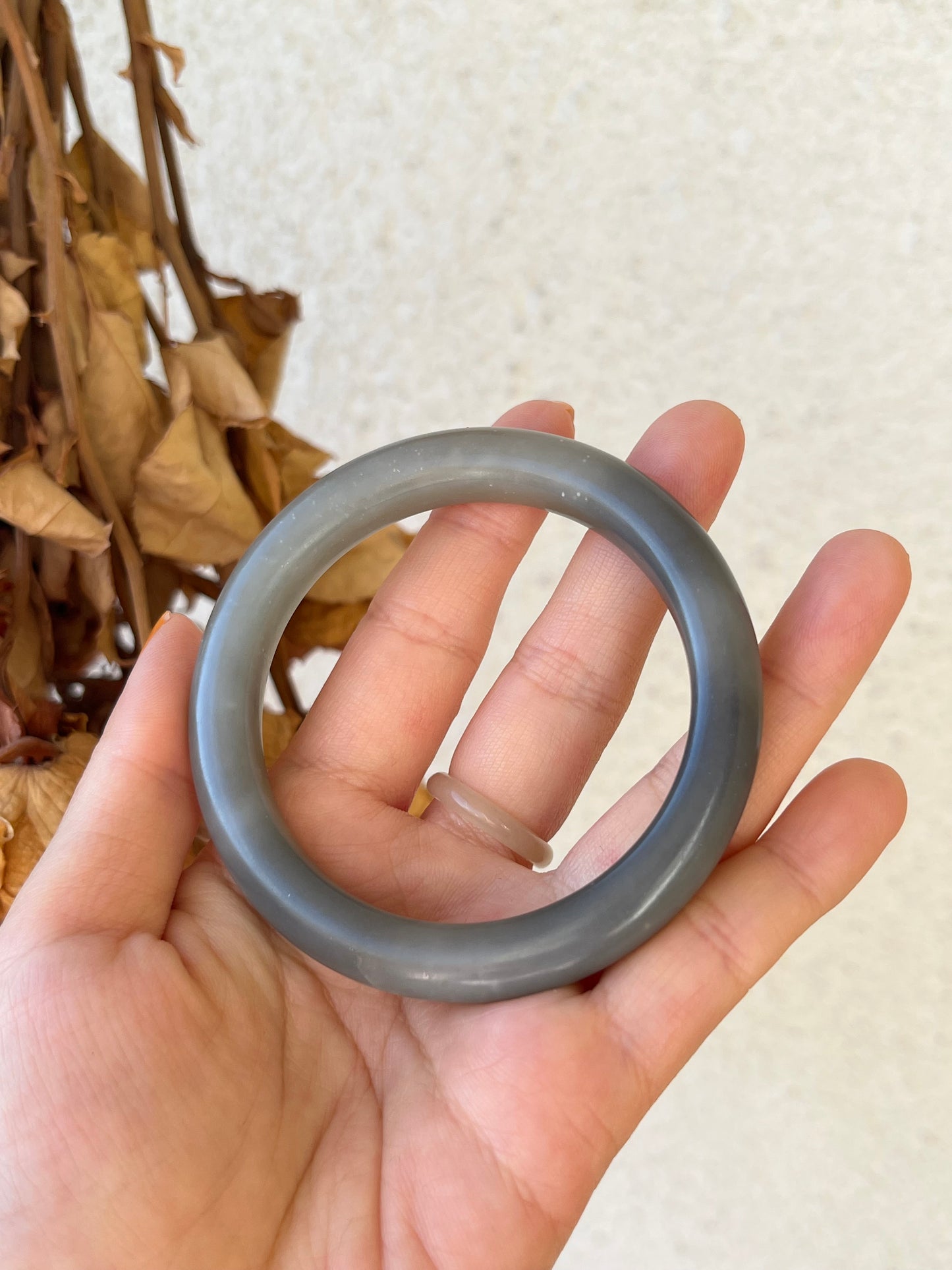 Gray Hetian Jade Bangle 54mm | 和田烟灰手镯