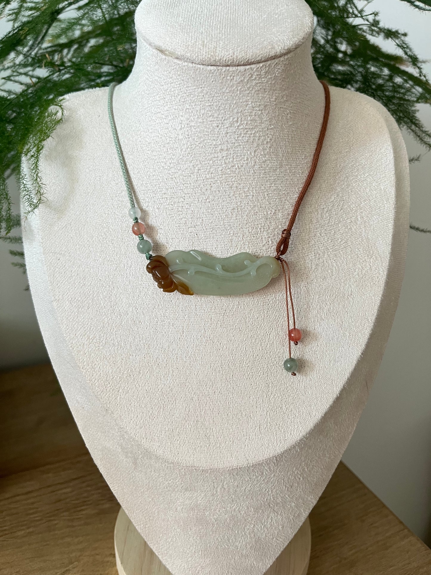 Hand Carved Blue and Brown Hetian Jade Lotus Pendant | 和田蓝糖俏色荷花