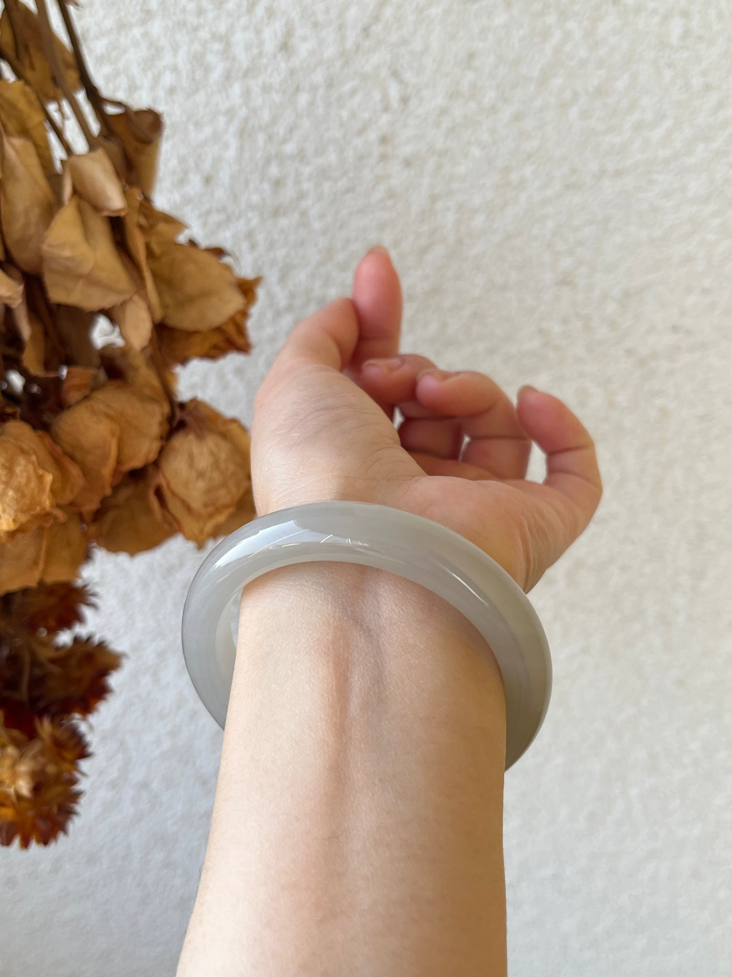 Light Purple Hetian Jade Bangle 53mm  | 和田浅烟紫手镯