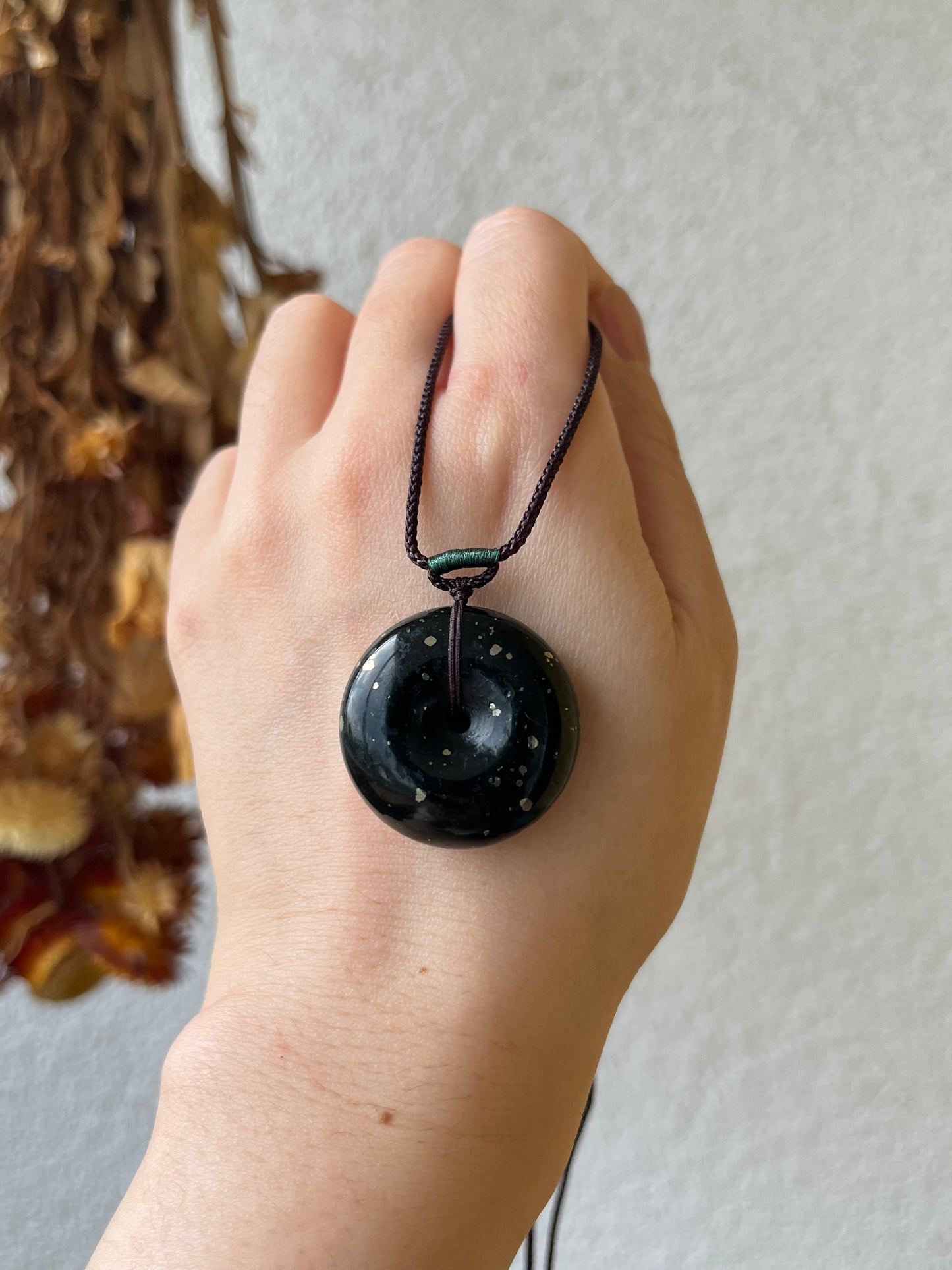 Gold-Speckled Dark Cyan Hetian Jade Safty Buckle, PI Pendant | 和田青玉洒金平安扣