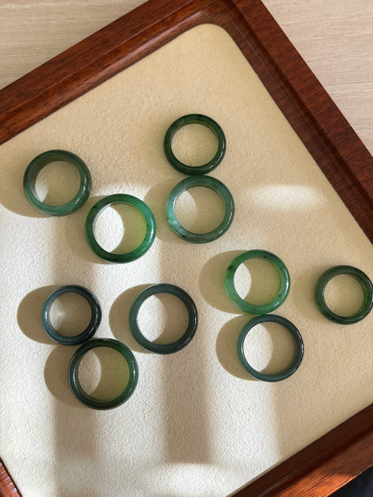 Green Hetian Jade Rings | 和田碧玉, 湖水绿戒圈