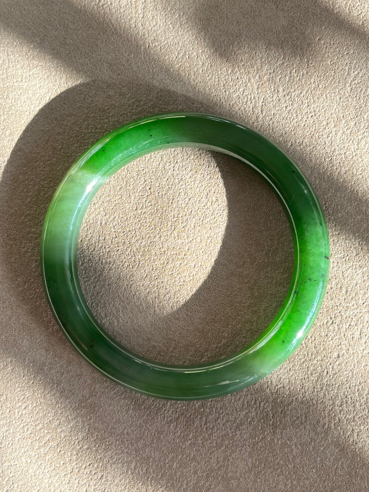 Green Hetian Jade Bangle 59mm | 碧玉手镯