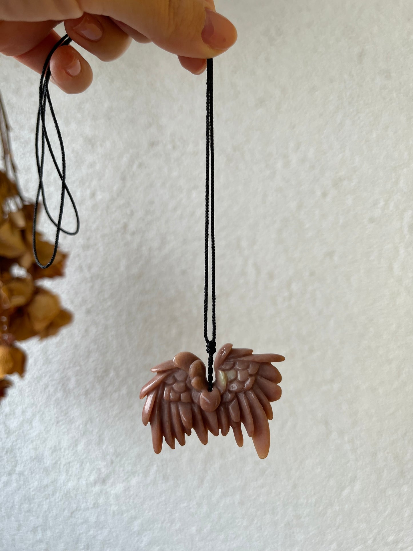 Hand Carved Red Xiu Jade Wings | 手雕岫玉天使之翼