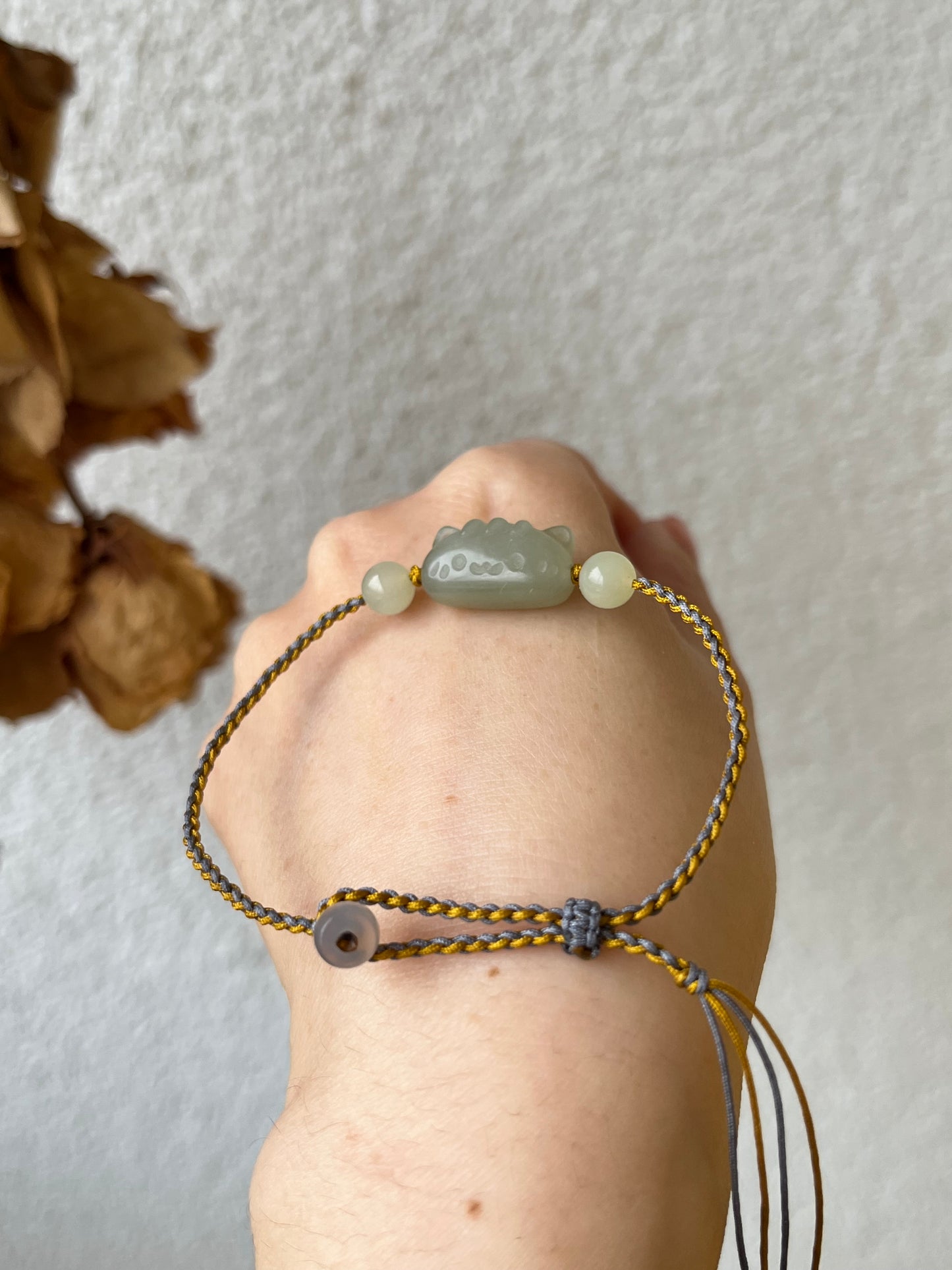 Handmade Hetian Jade Cat Bracelet