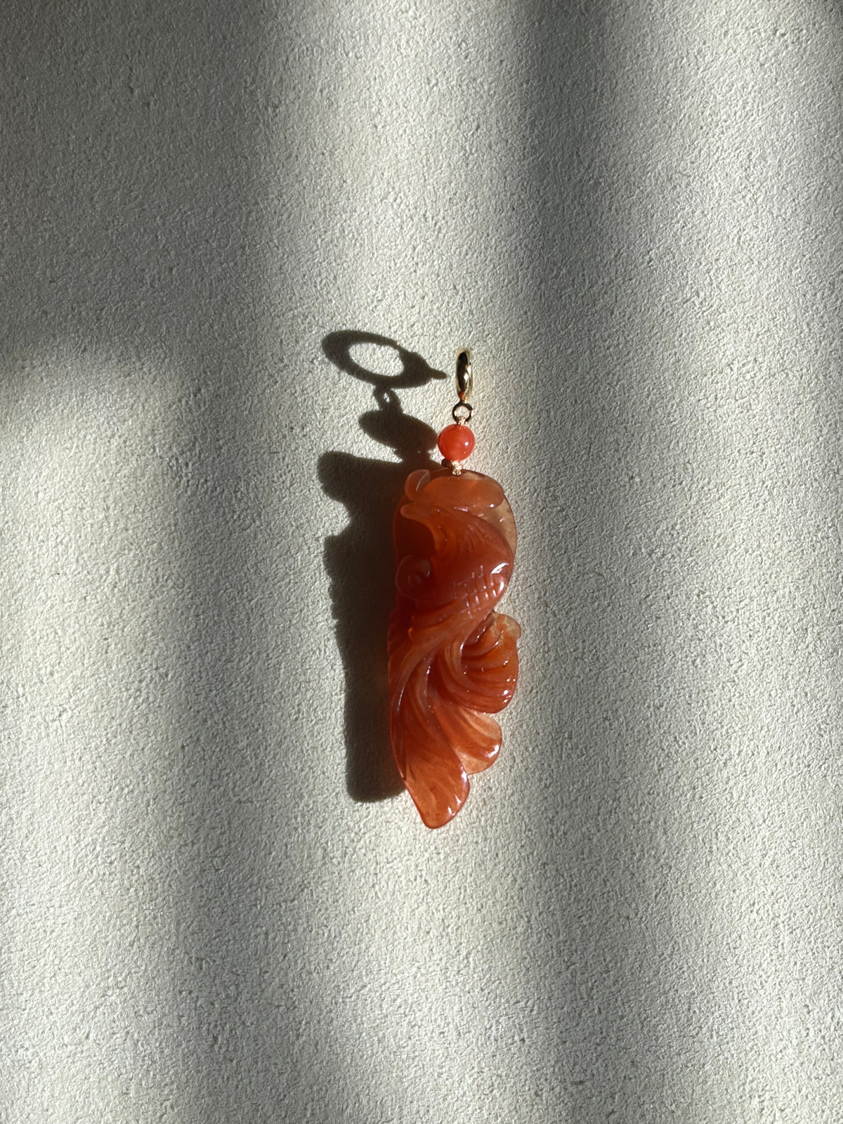 Hand Carved Xiu Jade Phoenix Pendant