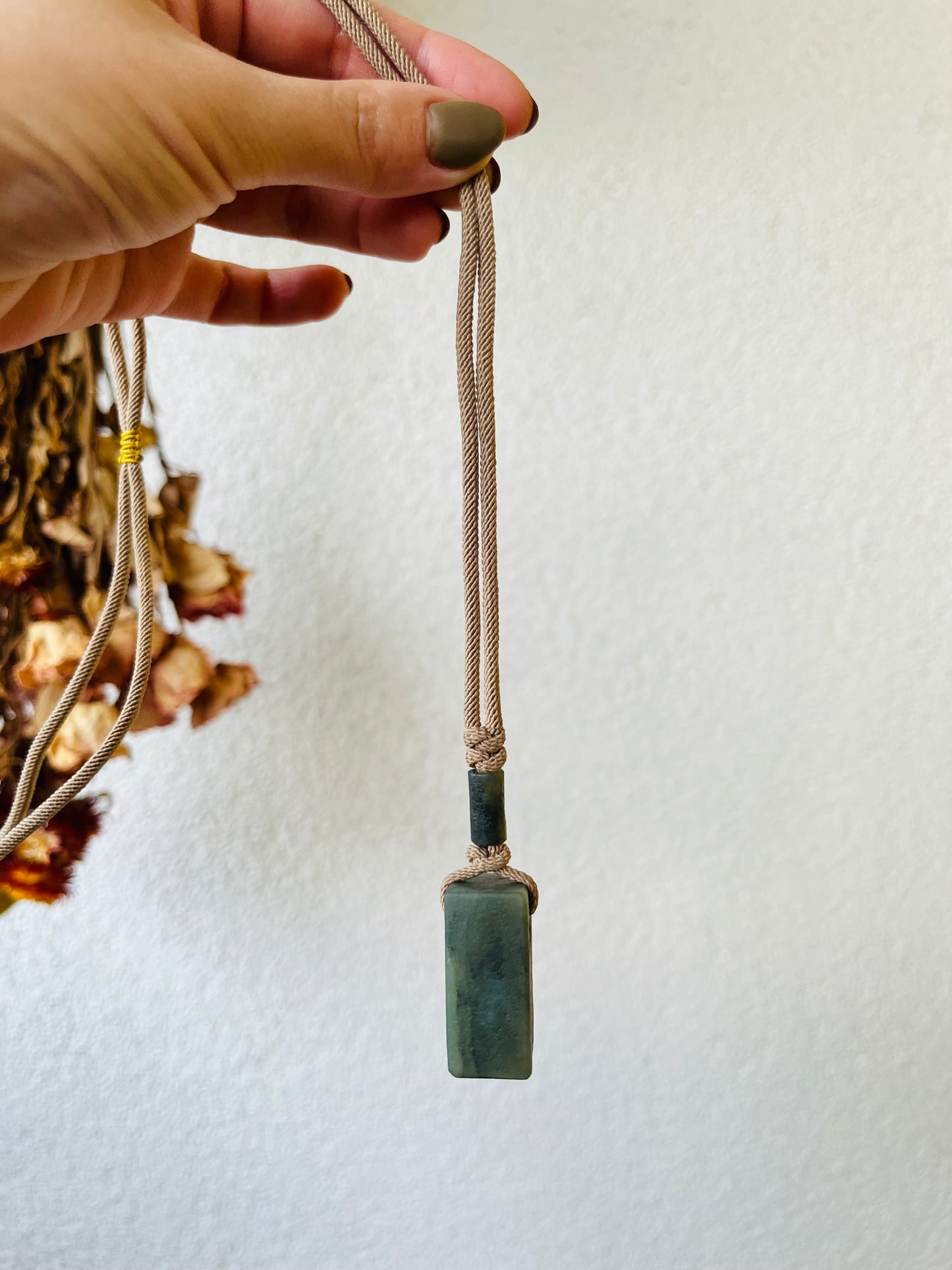 Neo-Chinese Blue-Gray Hetian Jade Flat Pendant Necklace, 和田青花古风吊坠