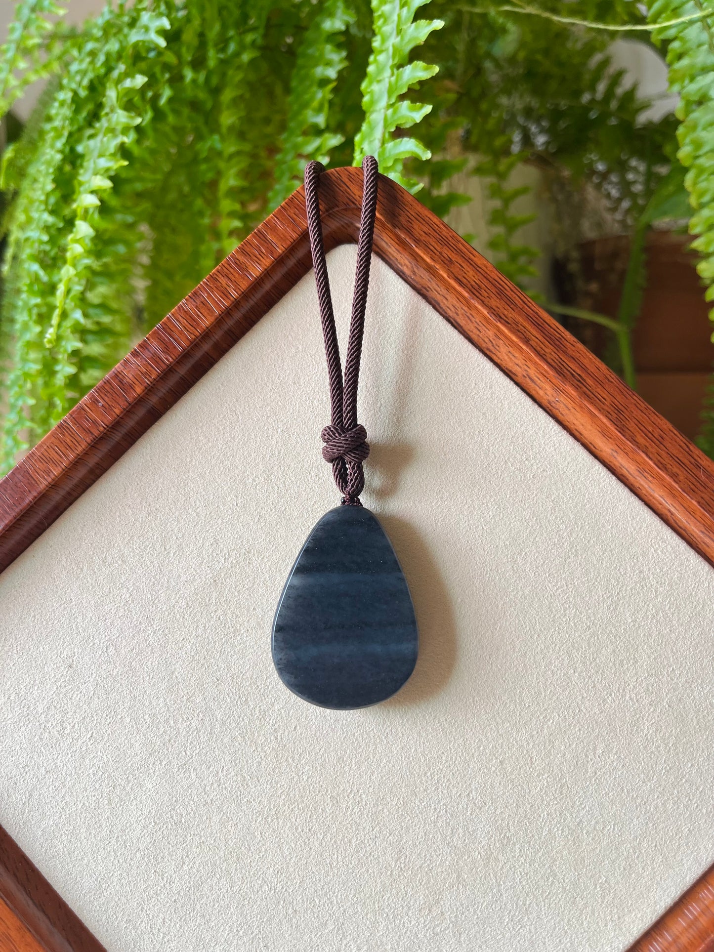 Black Hetian Qinghua Flat Pendant | 和田聚墨青花意境无事牌