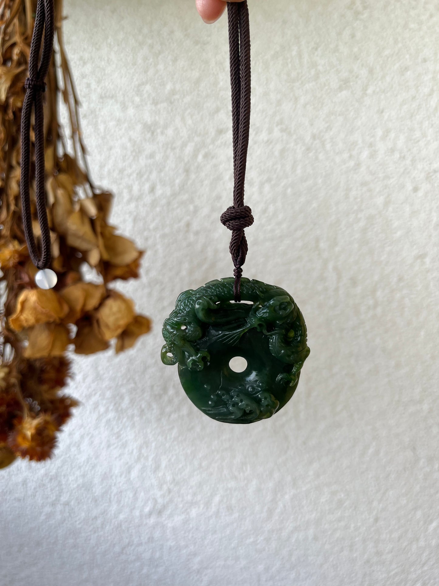 Hand Carved Green Hetian Jade Chinese Dragon | 手雕碧玉龙玉佩