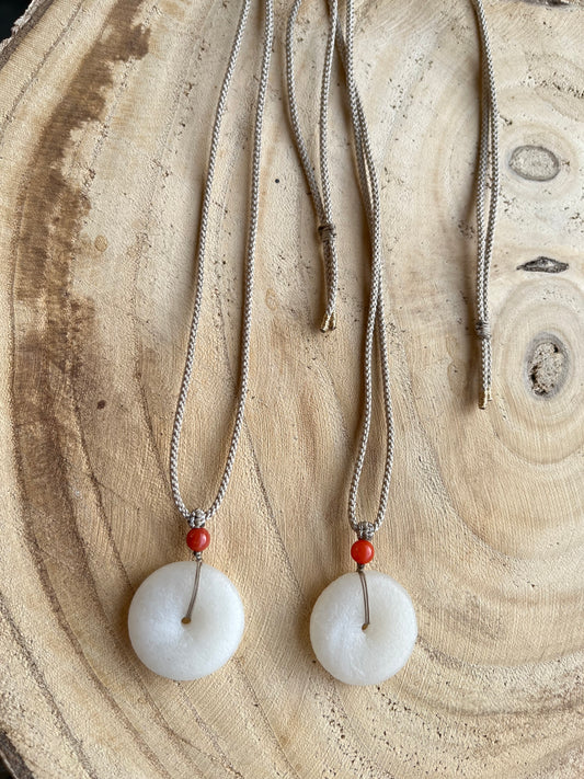 Hand Crafted Jade Safty Clasp Pendant, Jade PI Pendant, 手工和田小白玉平安扣