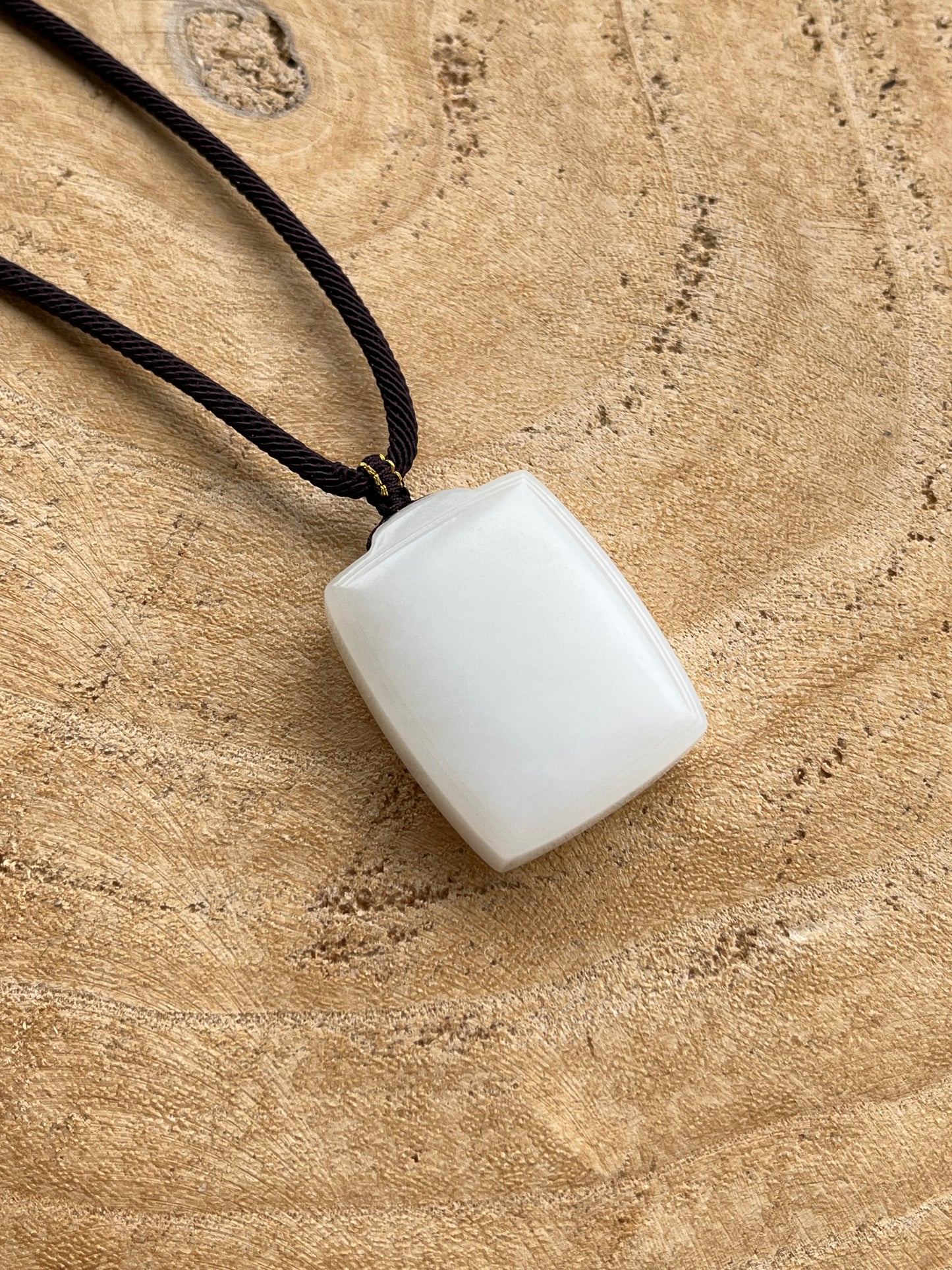 Hetian Jade Mutton Fat Flat Pendant | 新疆羊脂白玉无事牌