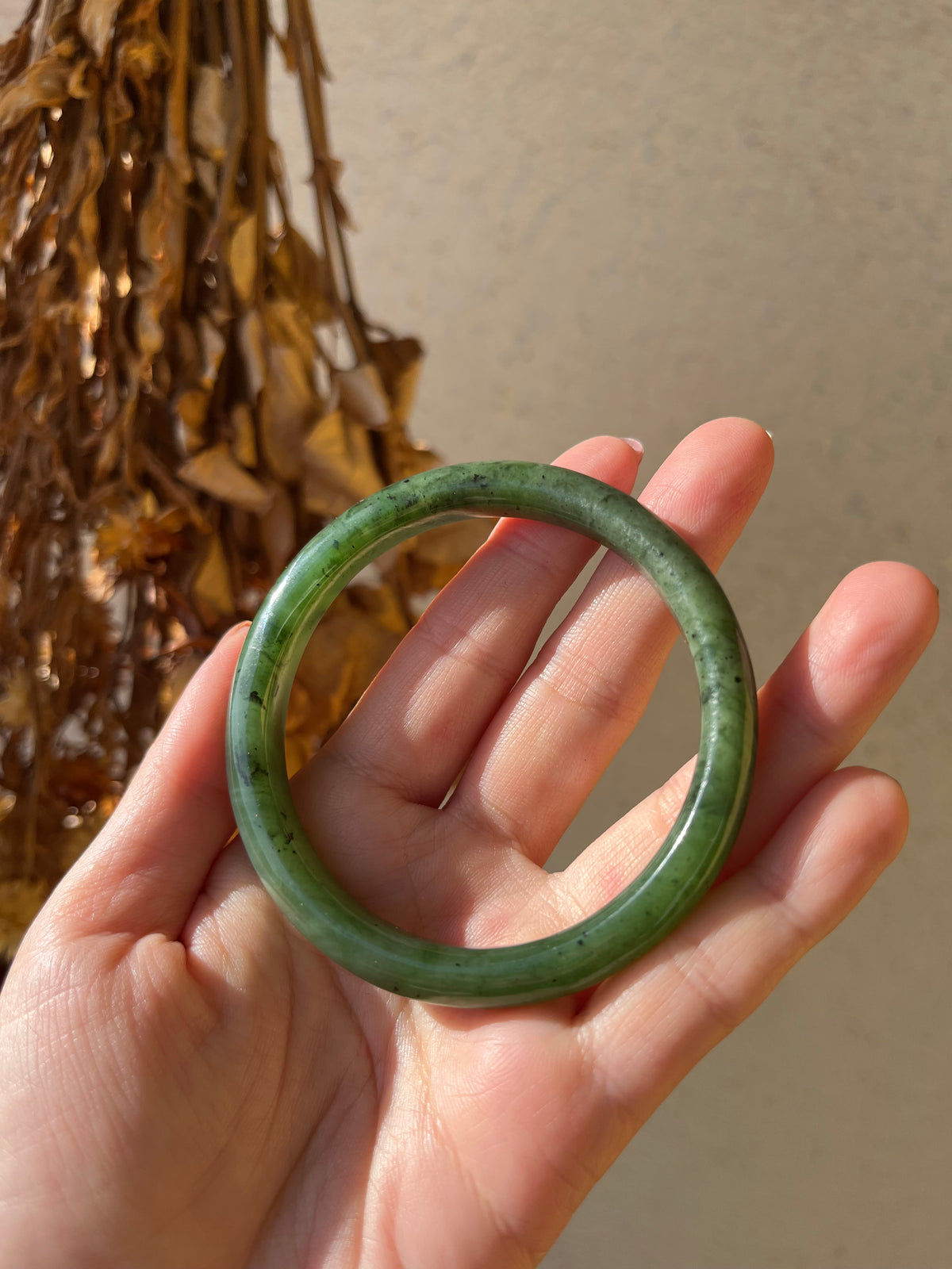 Green Hetian Jade Bangle 56mm