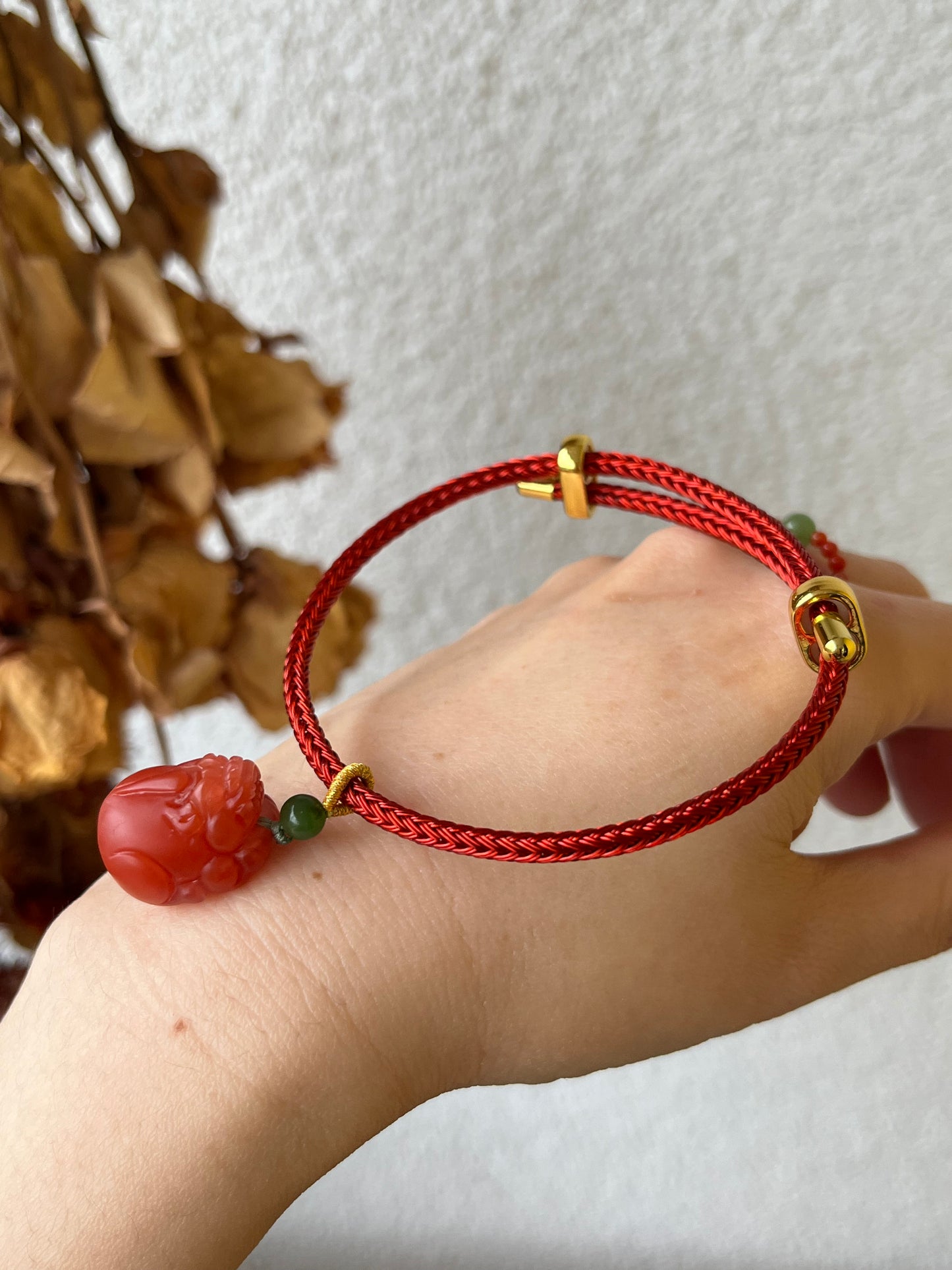 Nanhong Agate Pixiu Bracelet, Multi-functional | 南红貔貅手绳