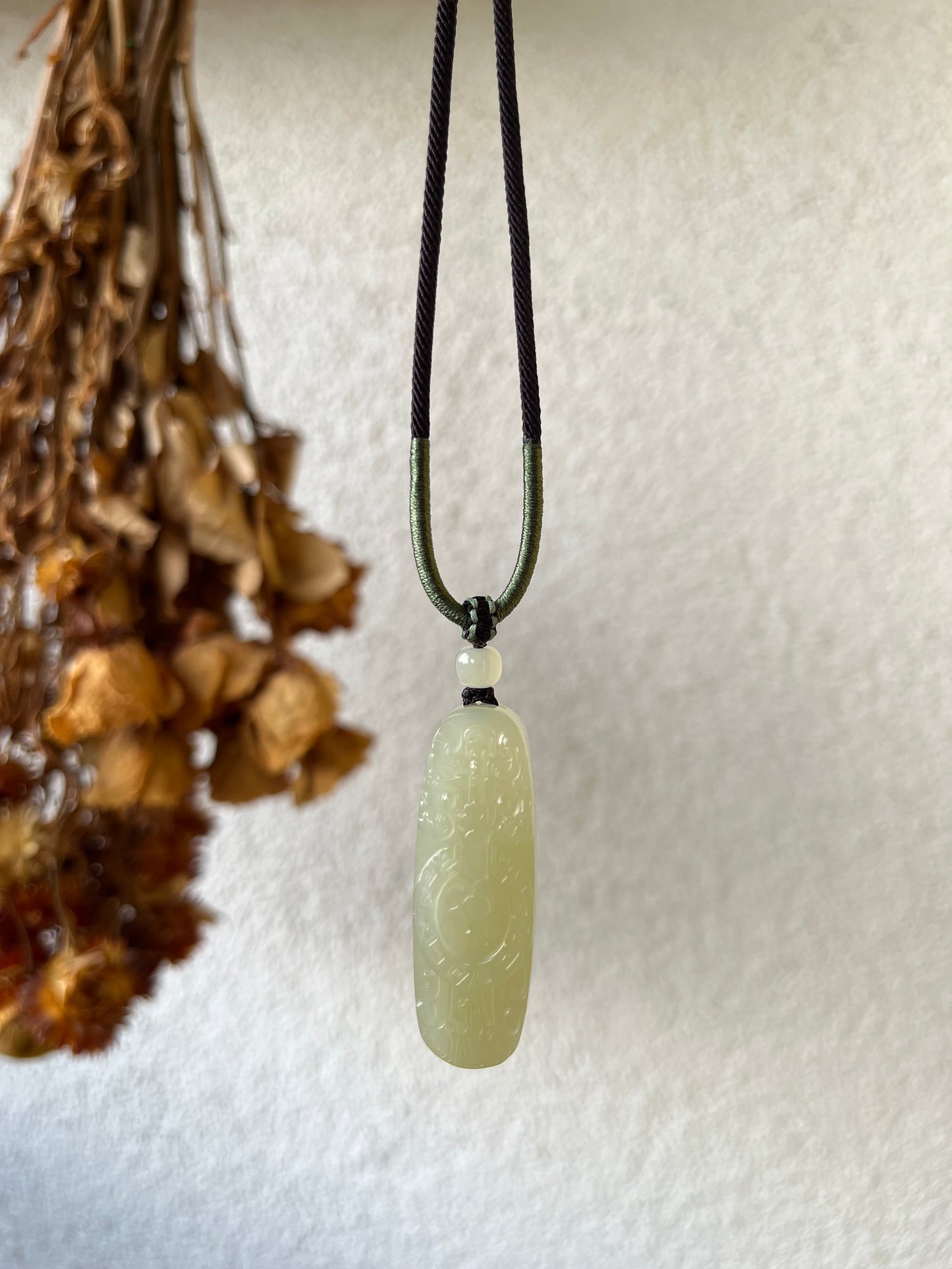 Qingshui Hetian Jade Pendant with Beast Face Pattern