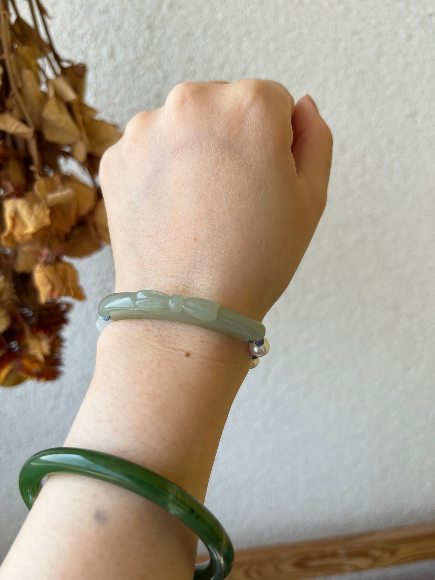 Blue Hetian Jade Bow Bracelet | 设计款和田且末蓝蝴蝶结手绳