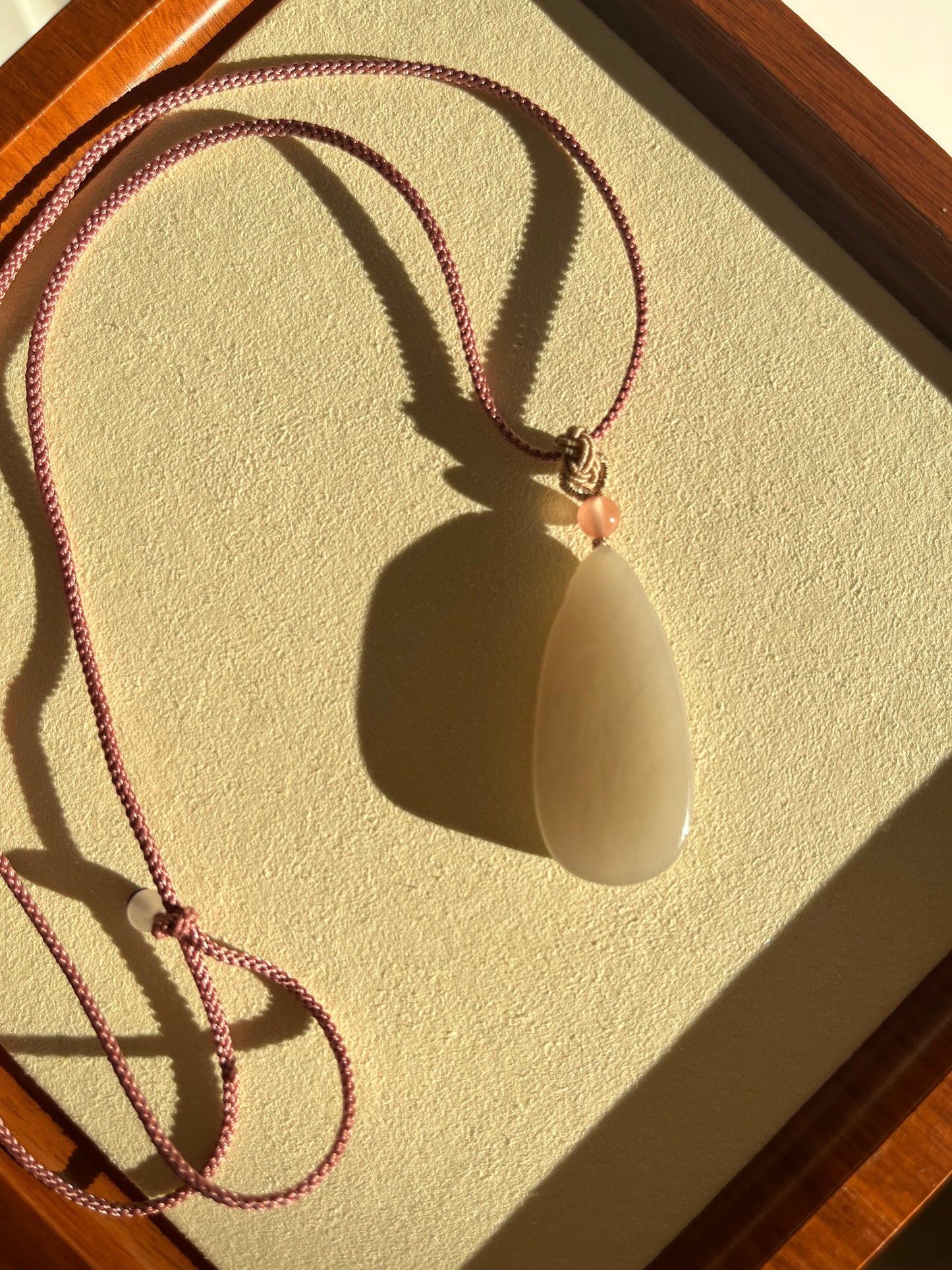 Pink Hetian Jade Flat Pendant | 和田粉无事牌