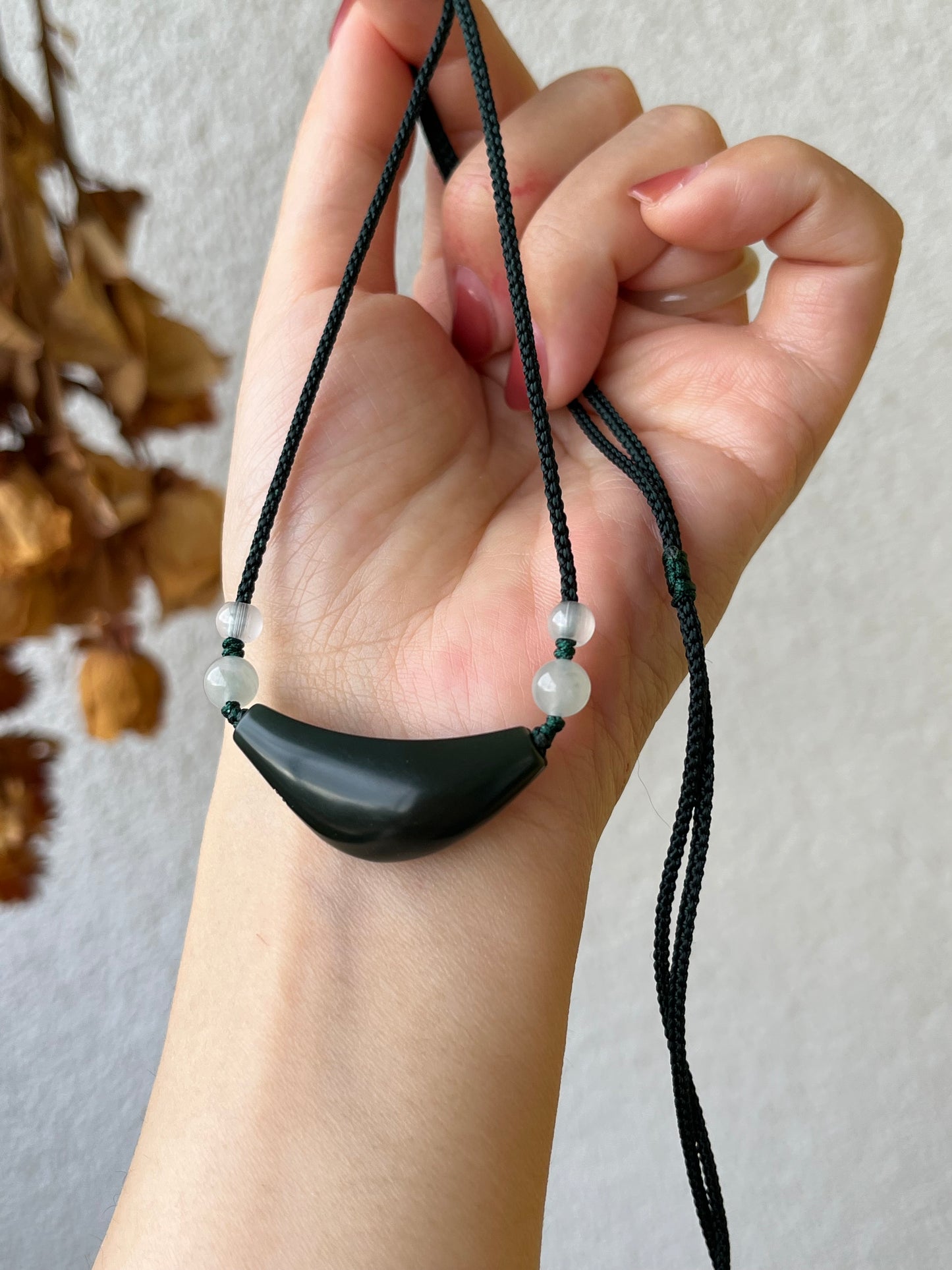 Hand Carved Premium Dark Green (Cyan) Hetian Jade Plum Blossom Set  | 手雕和田青玉一细梅花锁骨，手牌