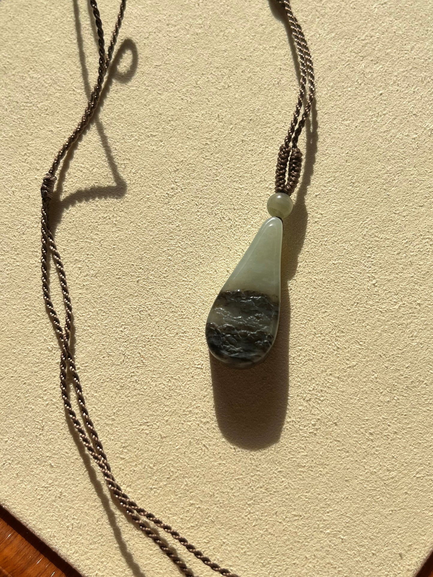 Small Hetian Jade Landscape Pendant | 和田青花小山水吊坠