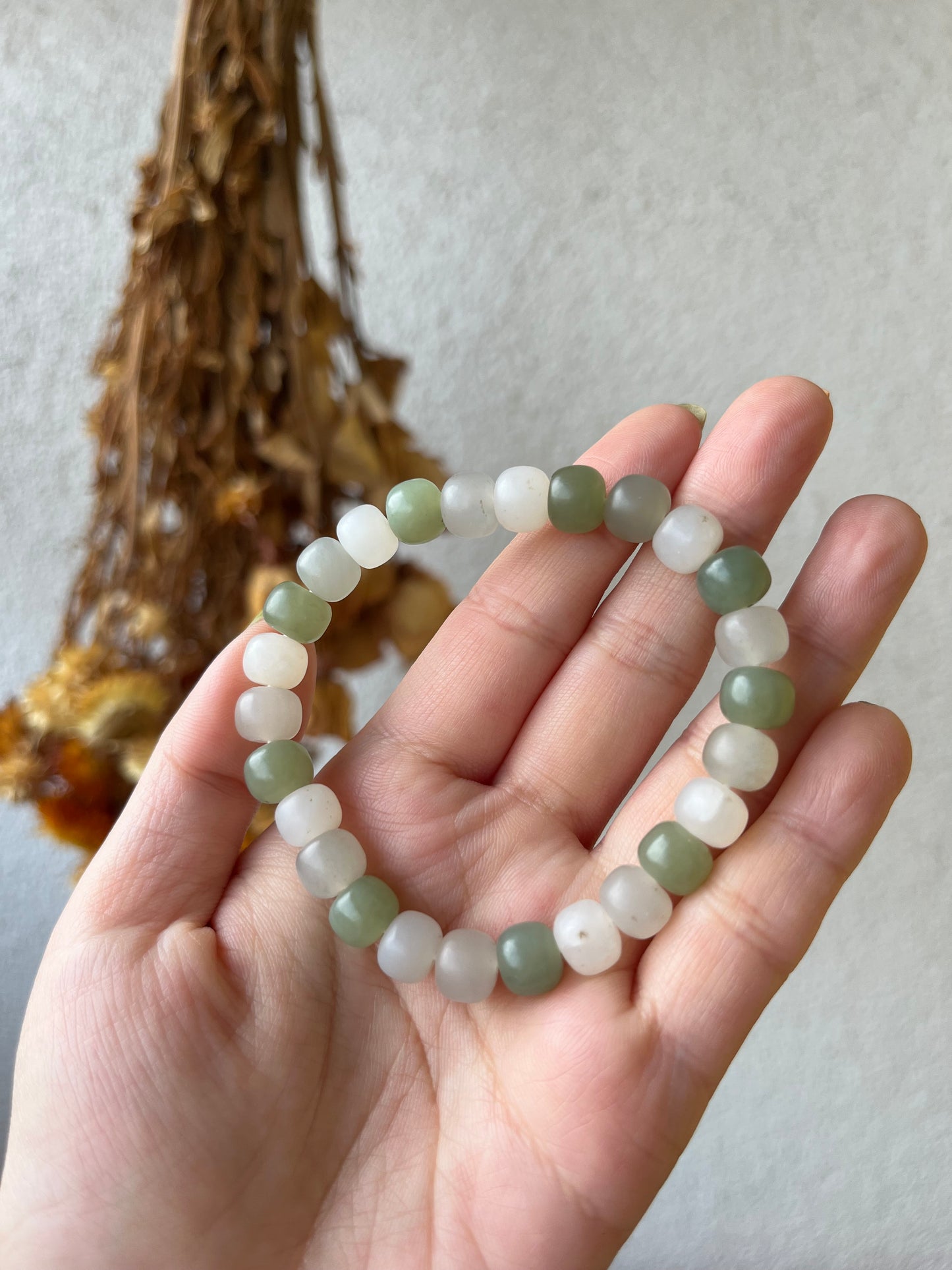 Multi-color Hetian Jade Beaded Bracelet | 小清新和田玉手串
