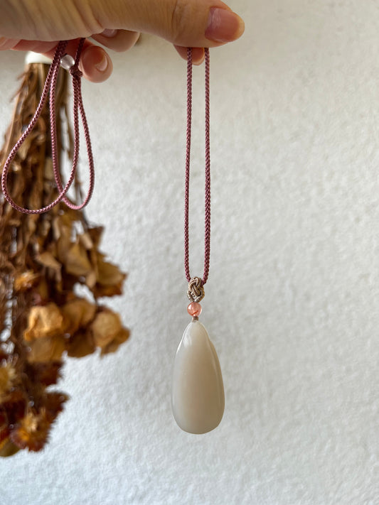 Pink Hetian Jade Flat Pendant | 和田粉无事牌