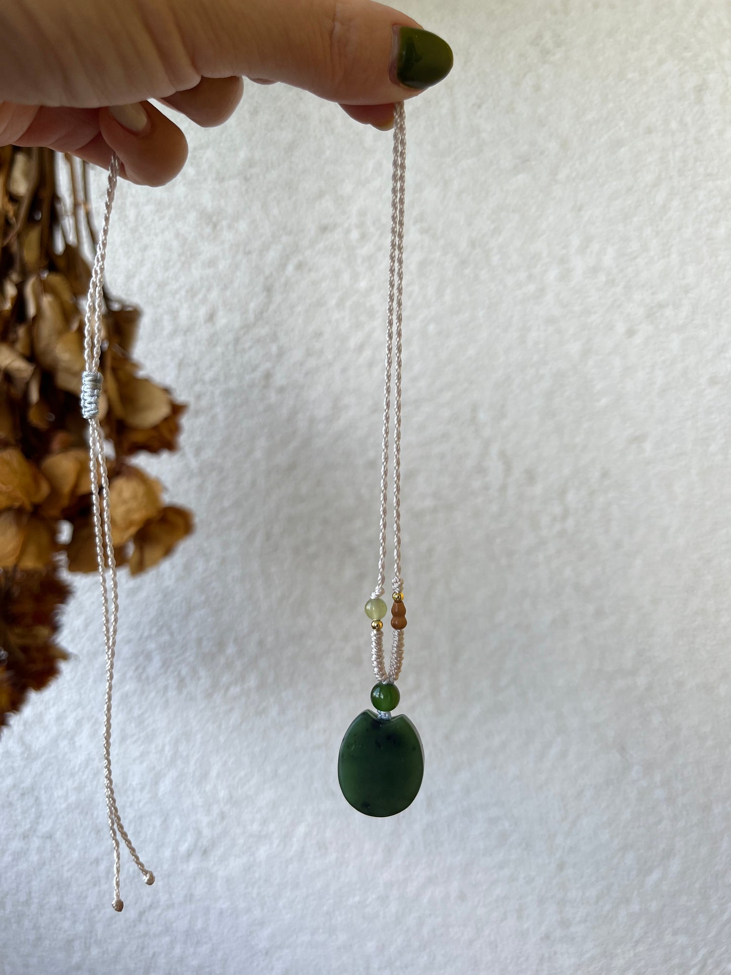 Green Hetian Jade Cat Necklace