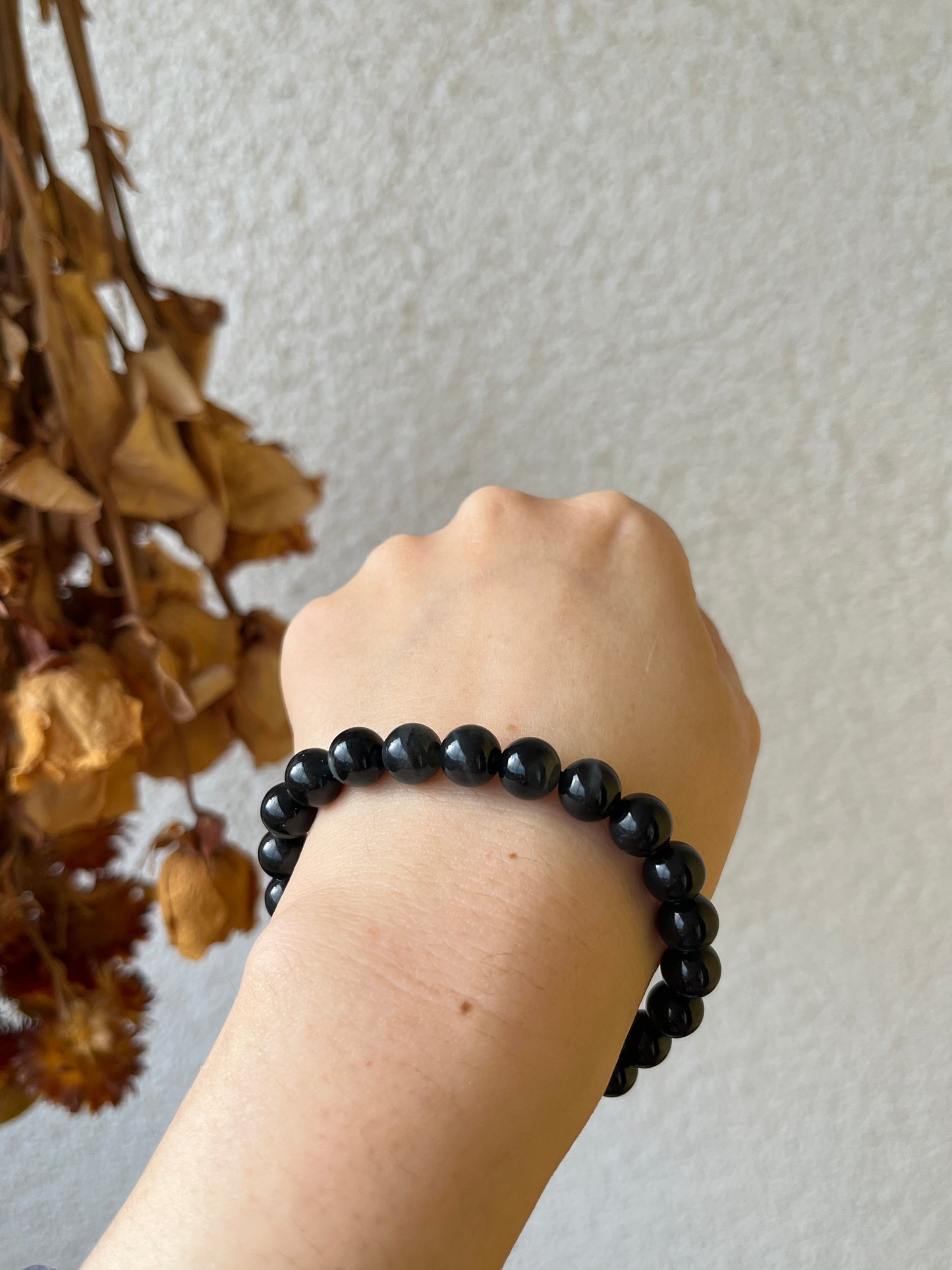 Dark Gray Qinghua Hetian Jade Beaded Bracelets 12mm, 8mm | 和田聚墨青花手串