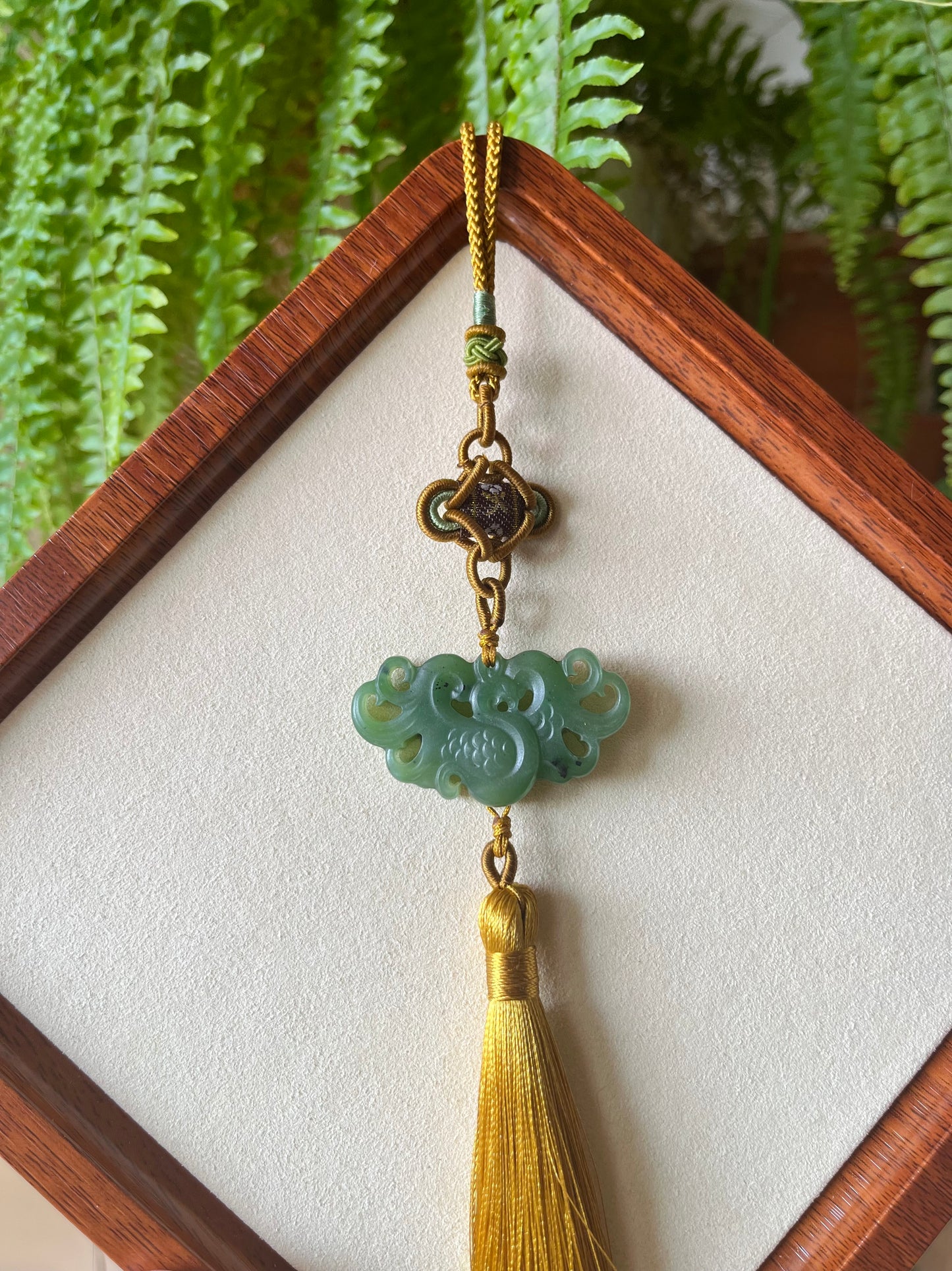 Green Hetian Jade Phoenix Bag Charm / Car Hanging | 和田碧玉凤凰车挂 / 包挂