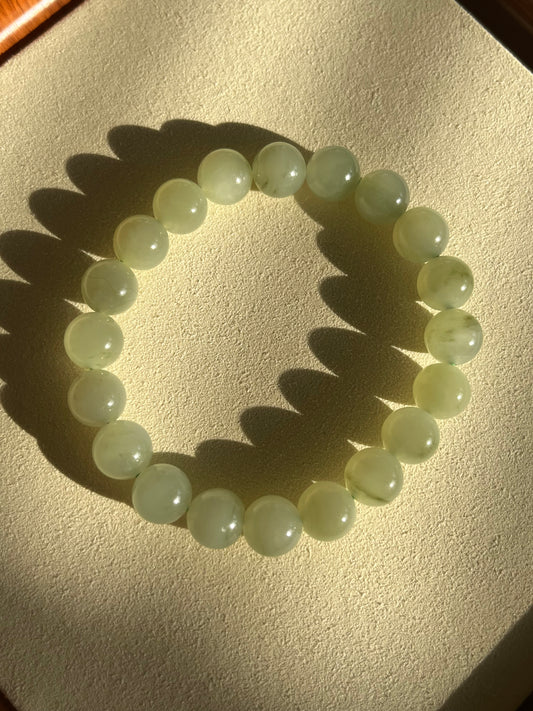 10mm Qingshui Hetian Jade Beaded Bracelet