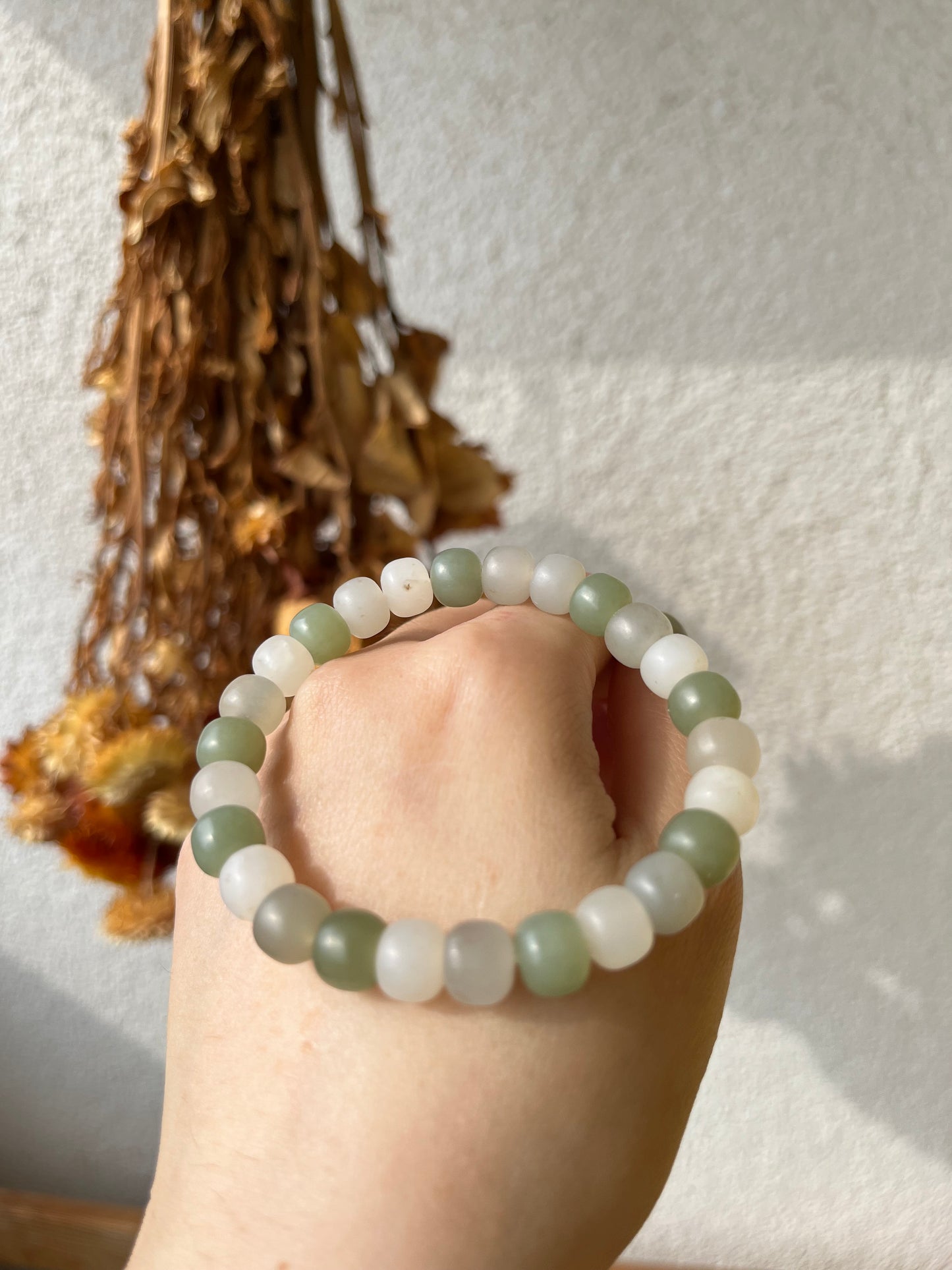 Multi-color Hetian Jade Beaded Bracelet | 小清新和田玉手串
