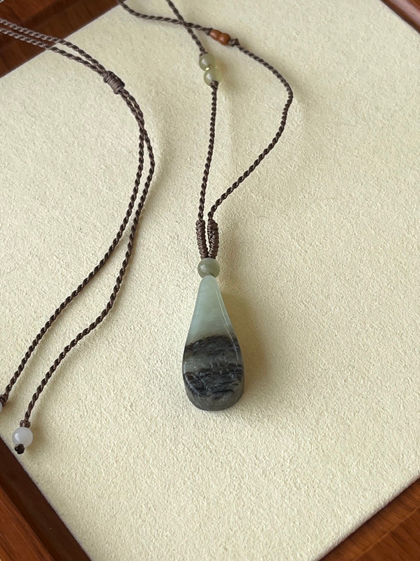 Small Hetian Jade Landscape Pendant | 和田青花小山水吊坠