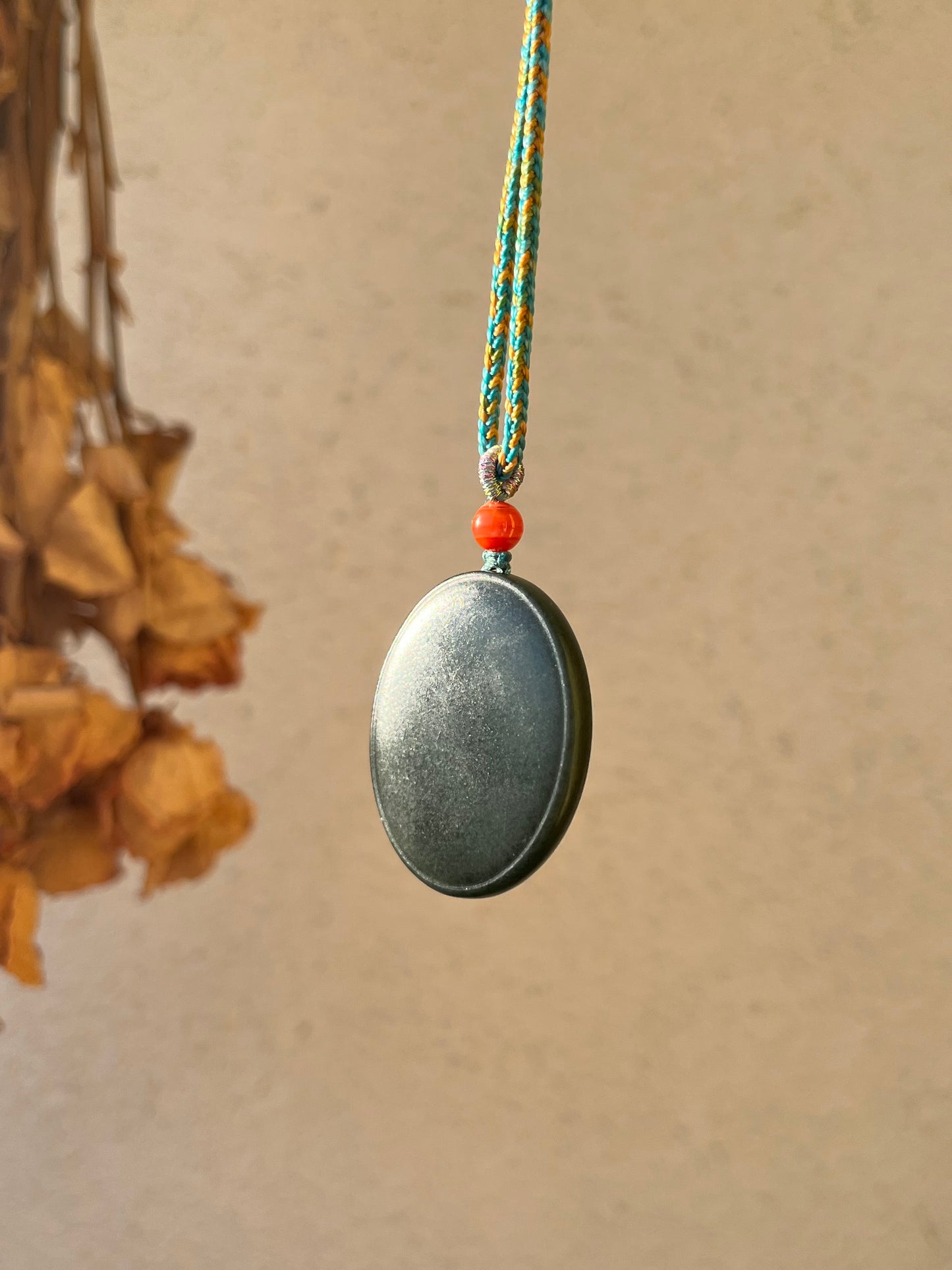 Carved Dark Cyan Hetian Jade Nine-Tailed Fox Pendant, 青玉九尾狐