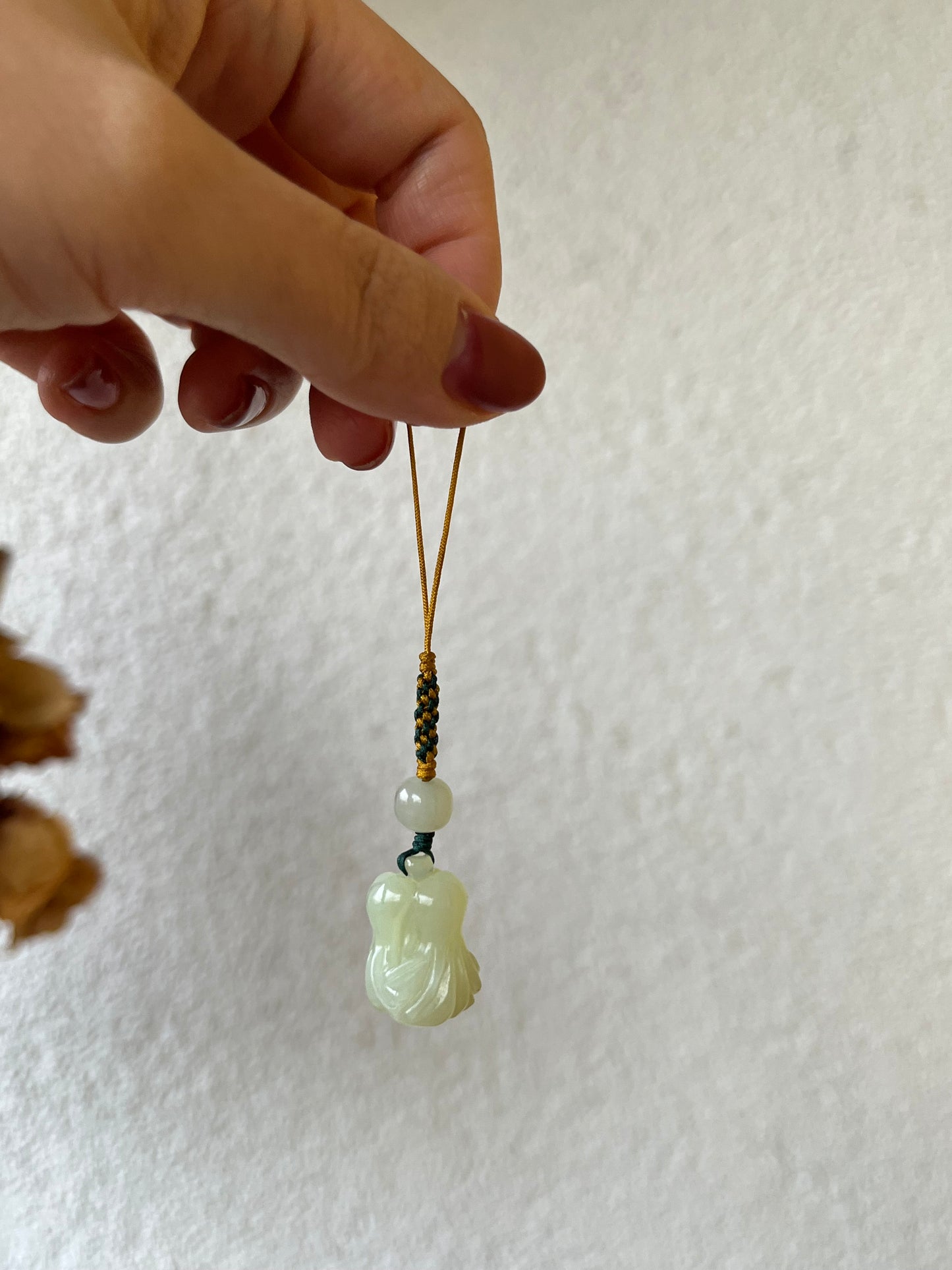Handmade Cute Phone / Bag Charms with Carved Hetian Jade Pendants
