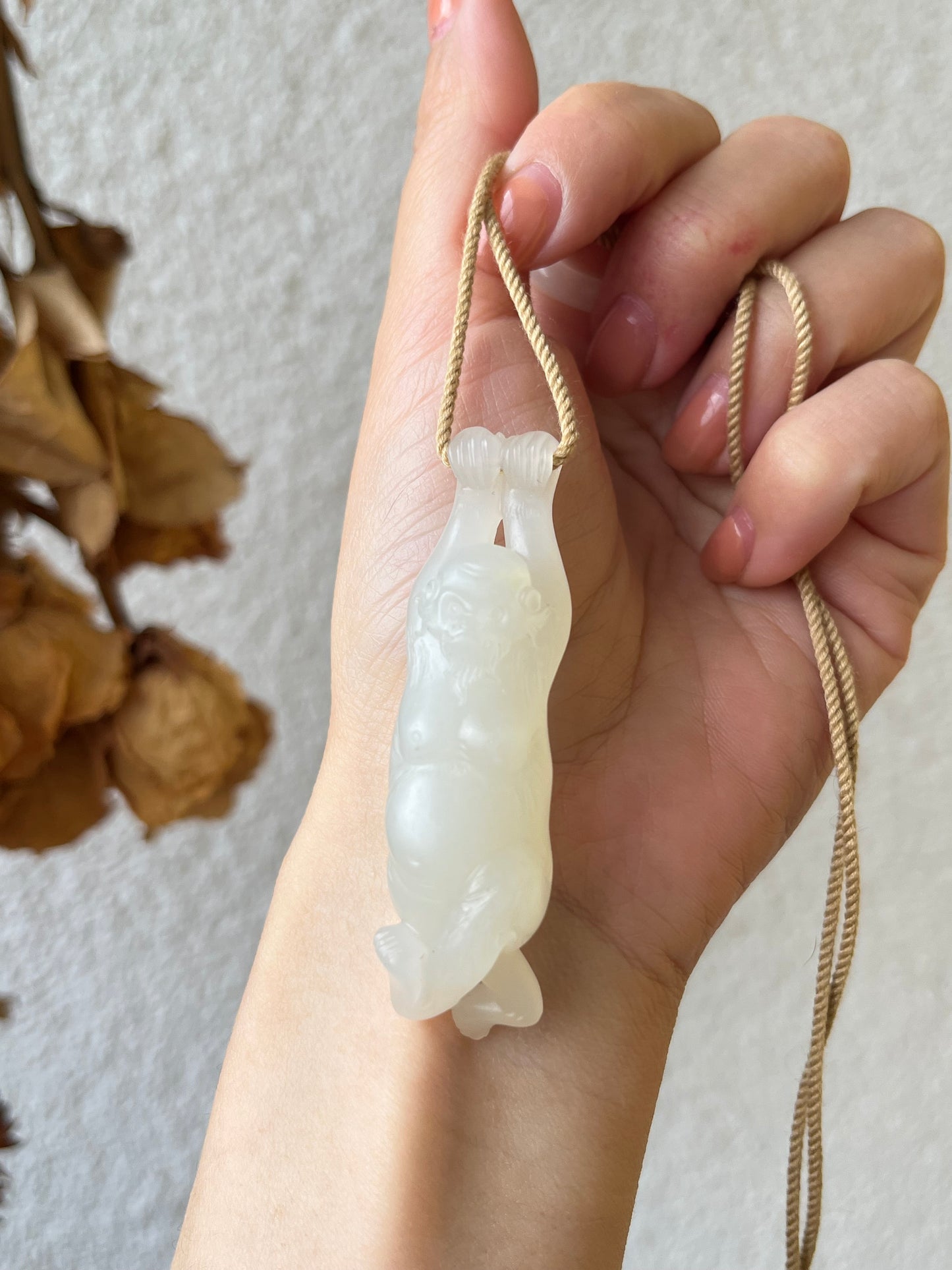 Custom Order: Hand Carved White Hetian Jade Monkey
