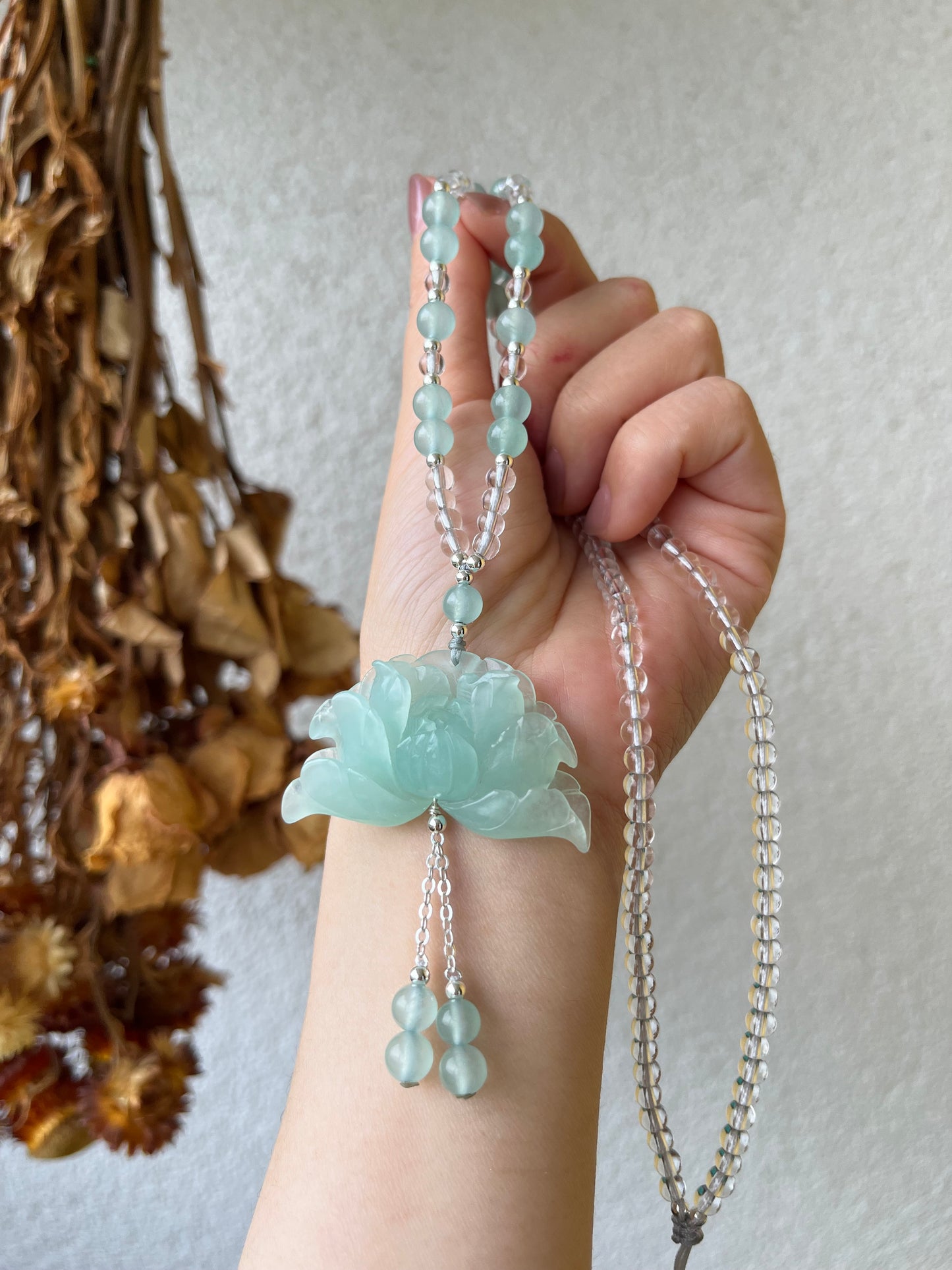 Hand Carved Blue Xiu Jade Peony Flower | 手雕岫玉天青冻牡丹