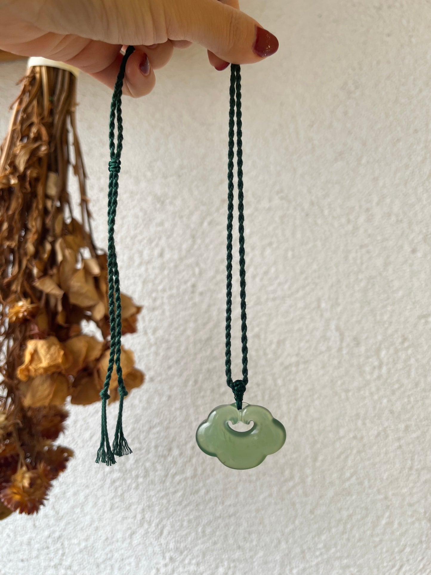 Green Xiu Jade Auspicious Clould Ruyi Pendant | 岫玉如意