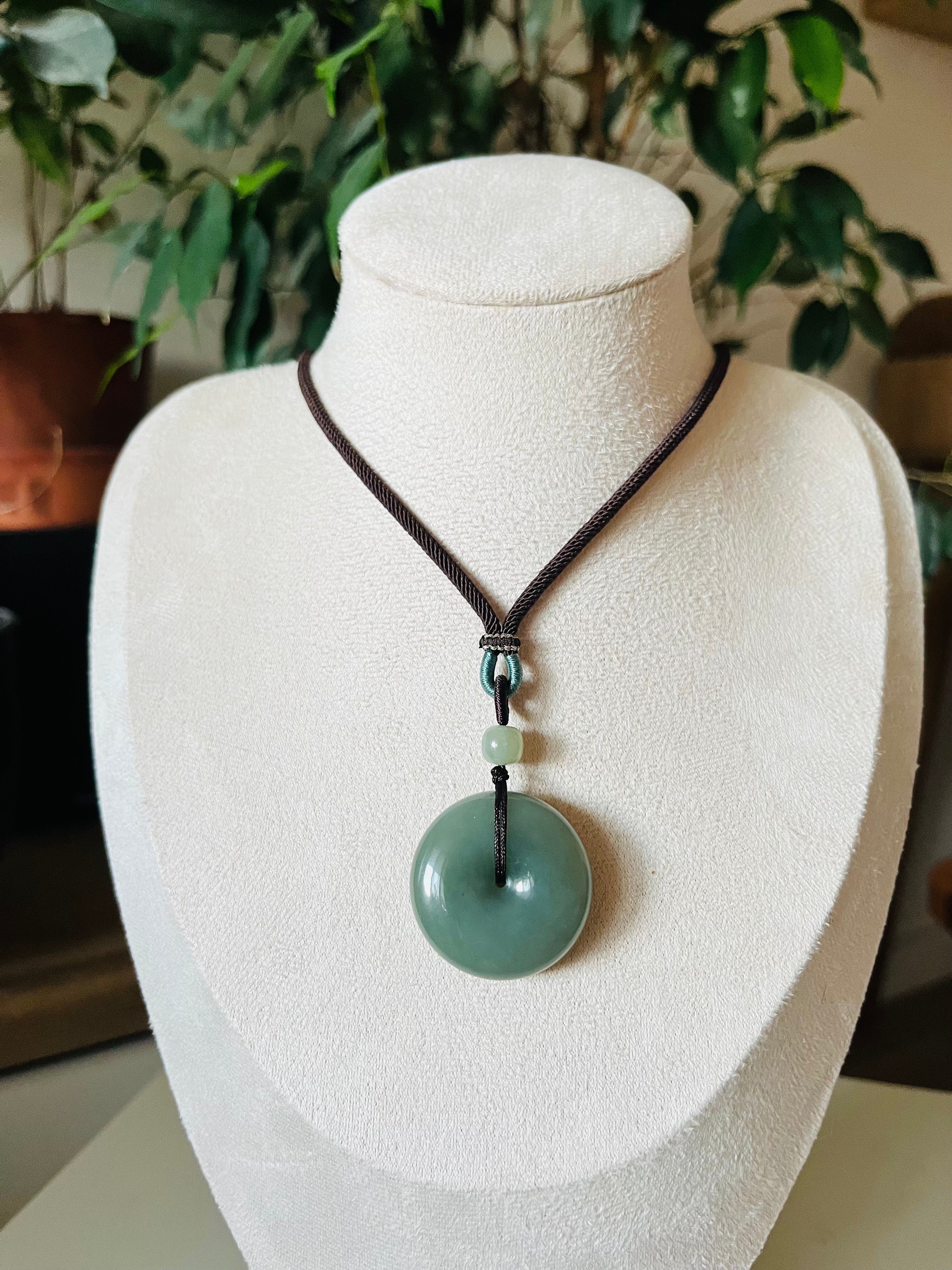 Blue Hetian Jade Chinese Safety Clasp PI Pendant, 和田且末蓝平安扣