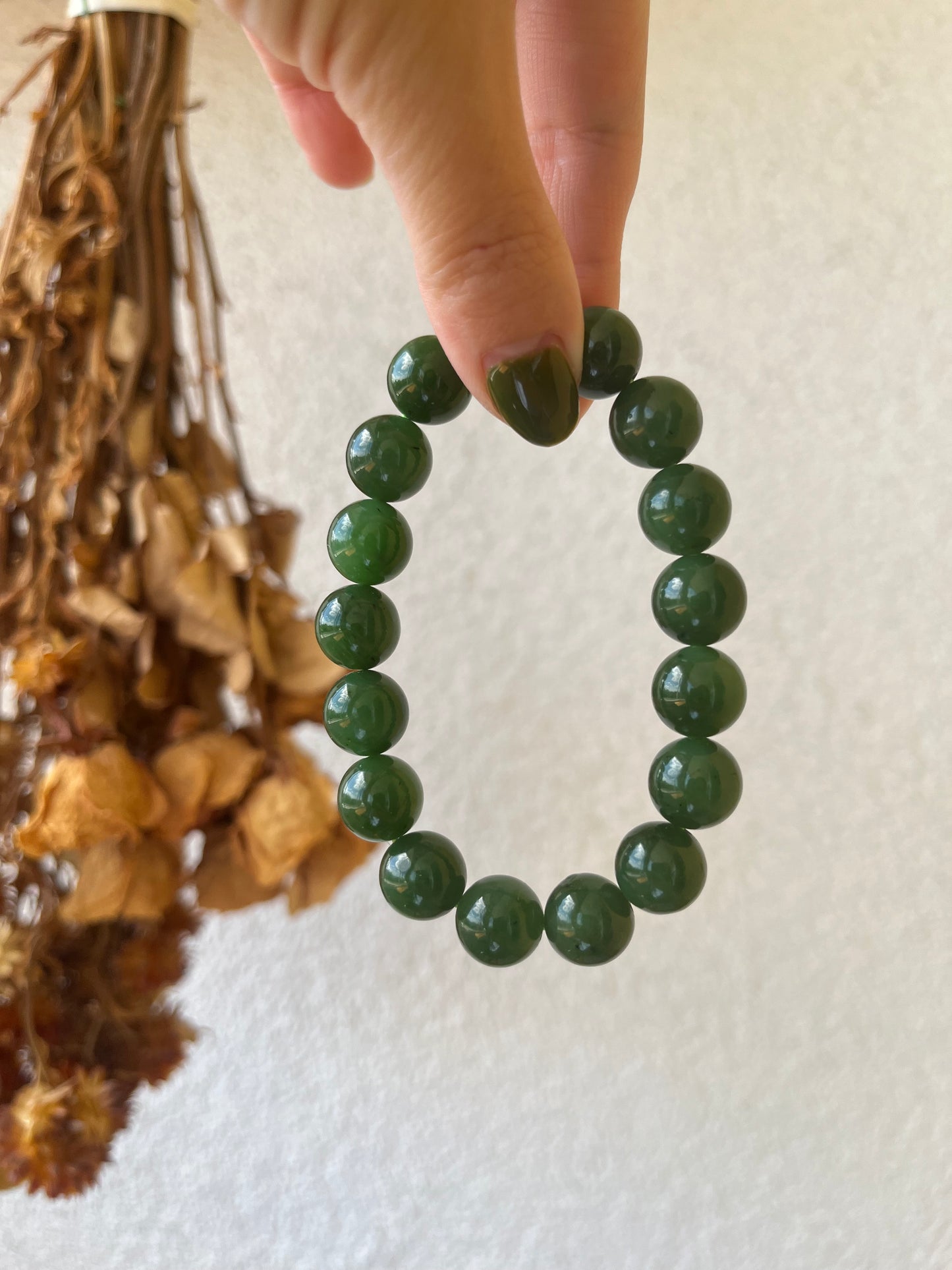 Green Hetian Jade Bracelet 12mm