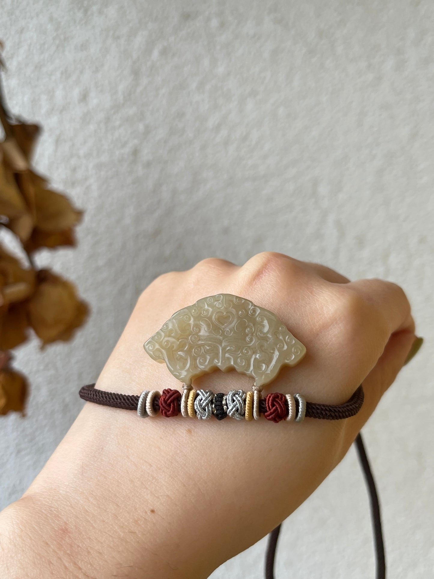 Light Brown Hetian Jade Antique-style Taotie Pattern Pendant | 和田浅糖仿古饕餮纹吊坠