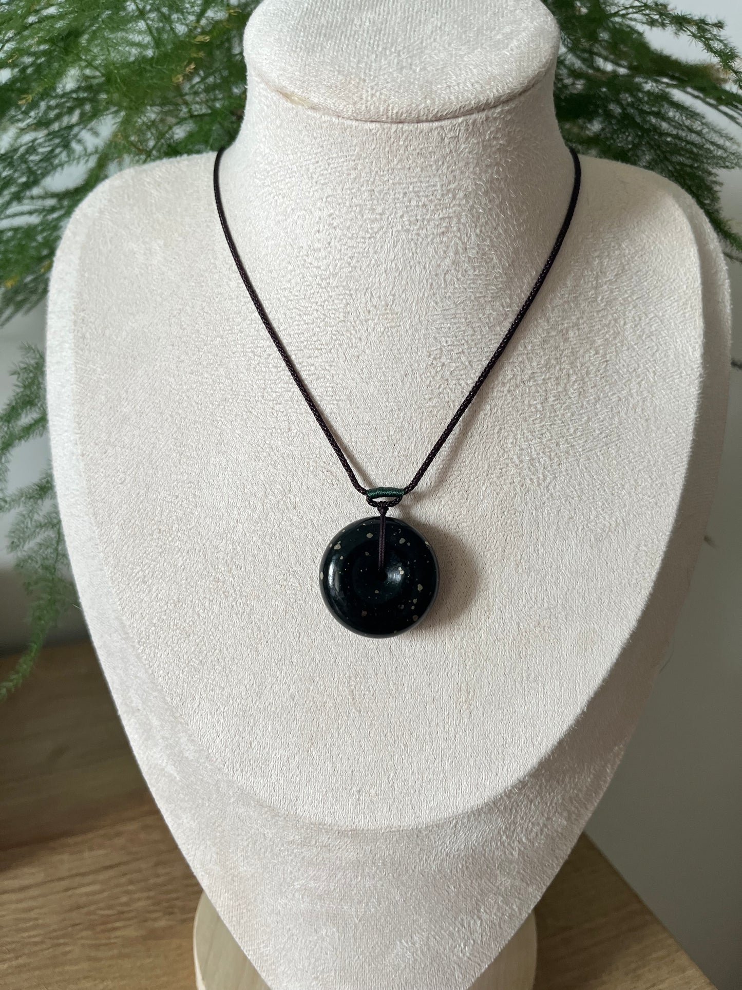Gold-Speckled Dark Cyan Hetian Jade Safty Buckle, PI Pendant | 和田青玉洒金平安扣