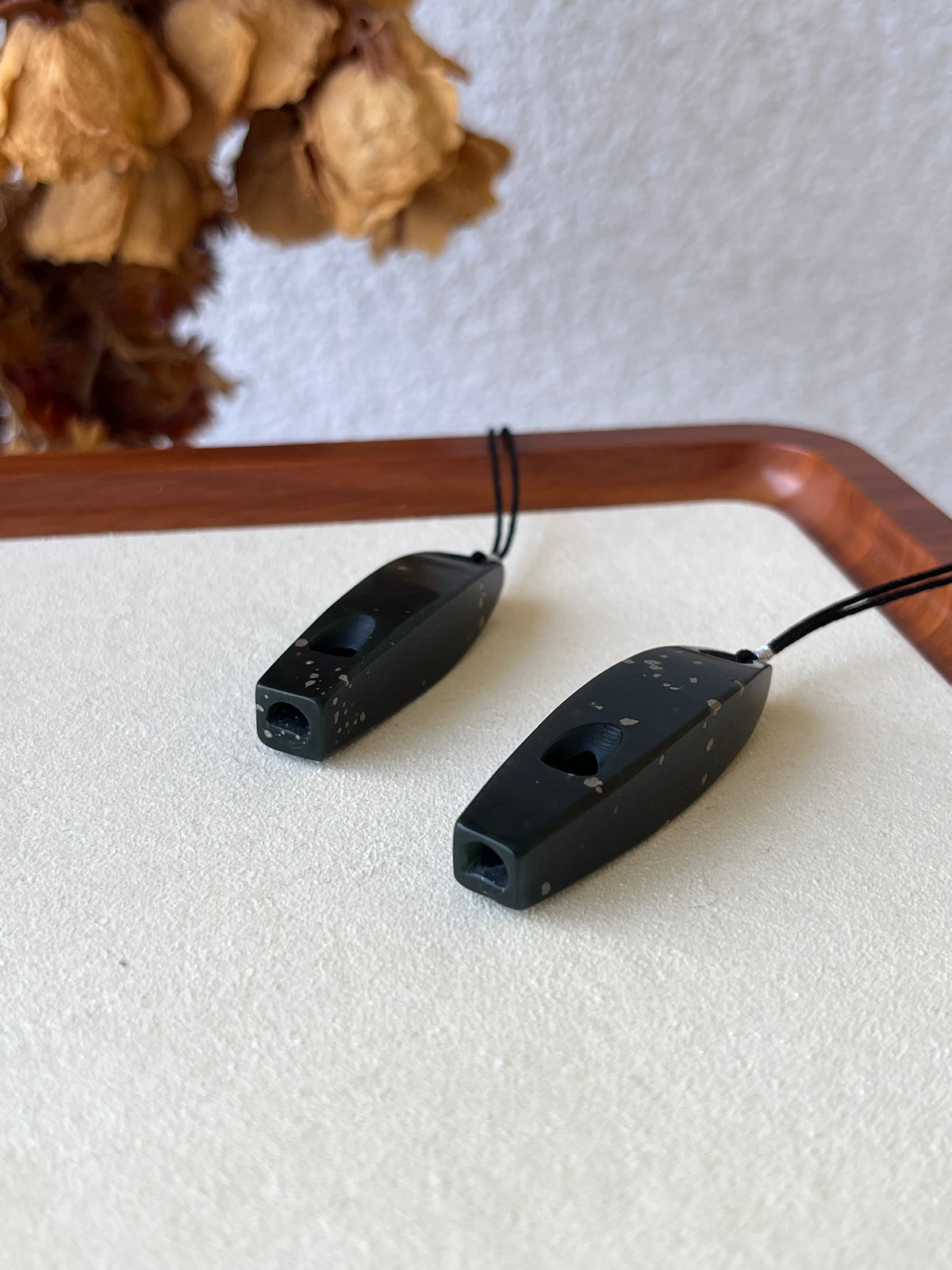 Dark Green Hetian Jade Whistle | 新疆和田黑青口哨
