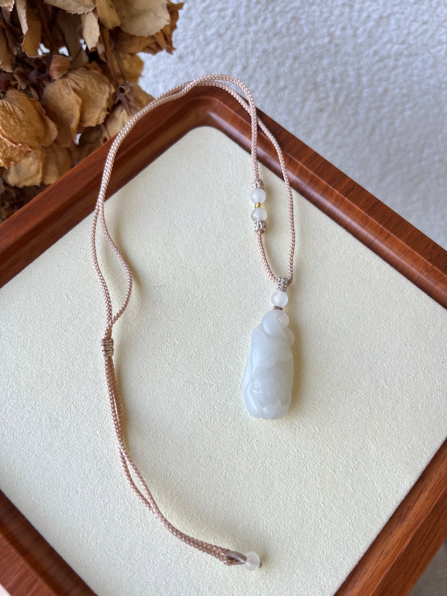 Hand Carved Light Purple Hetian Jade Nine-tailed Fox Pendant