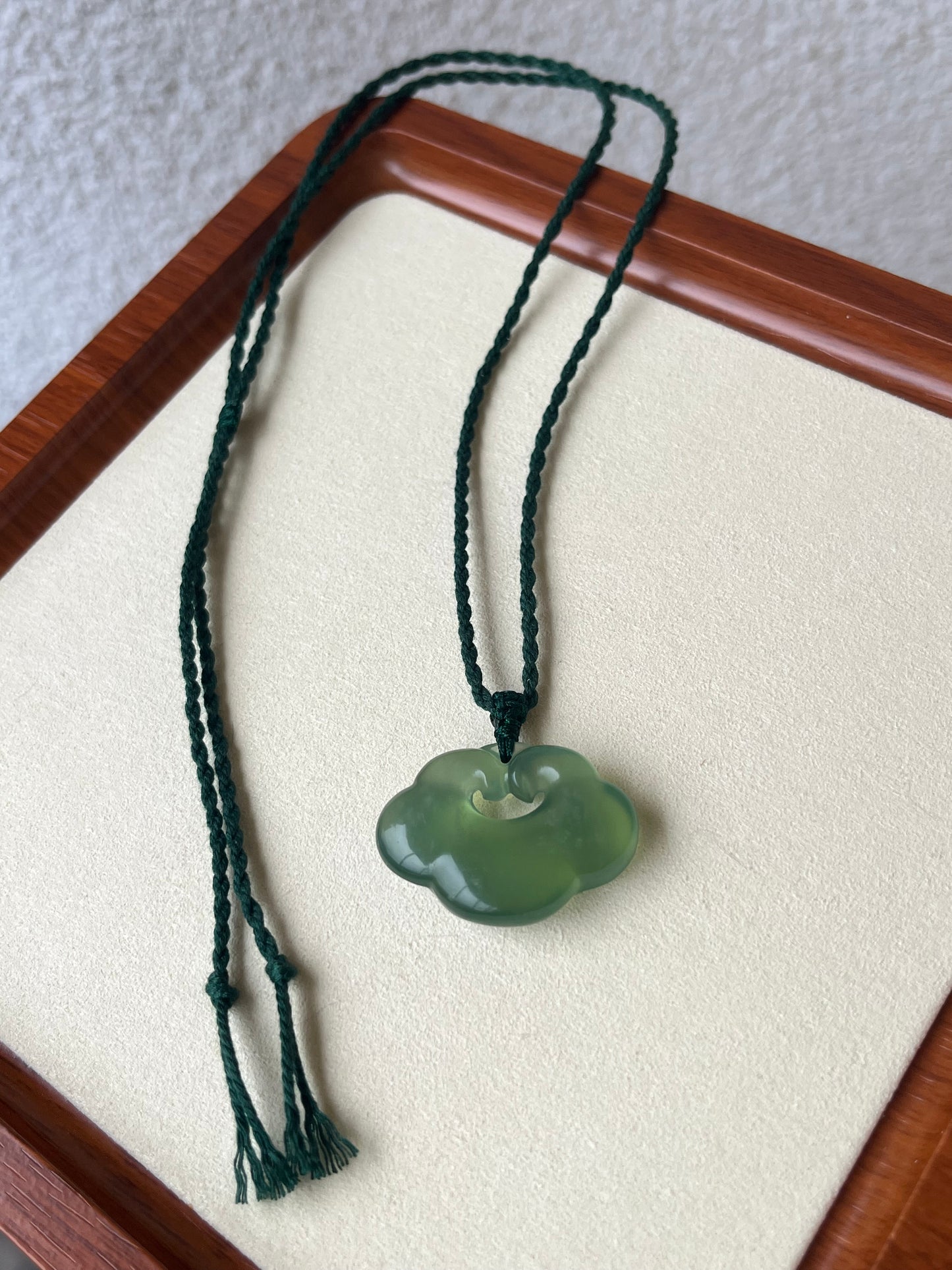 Green Xiu Jade Auspicious Clould Ruyi Pendant | 岫玉如意