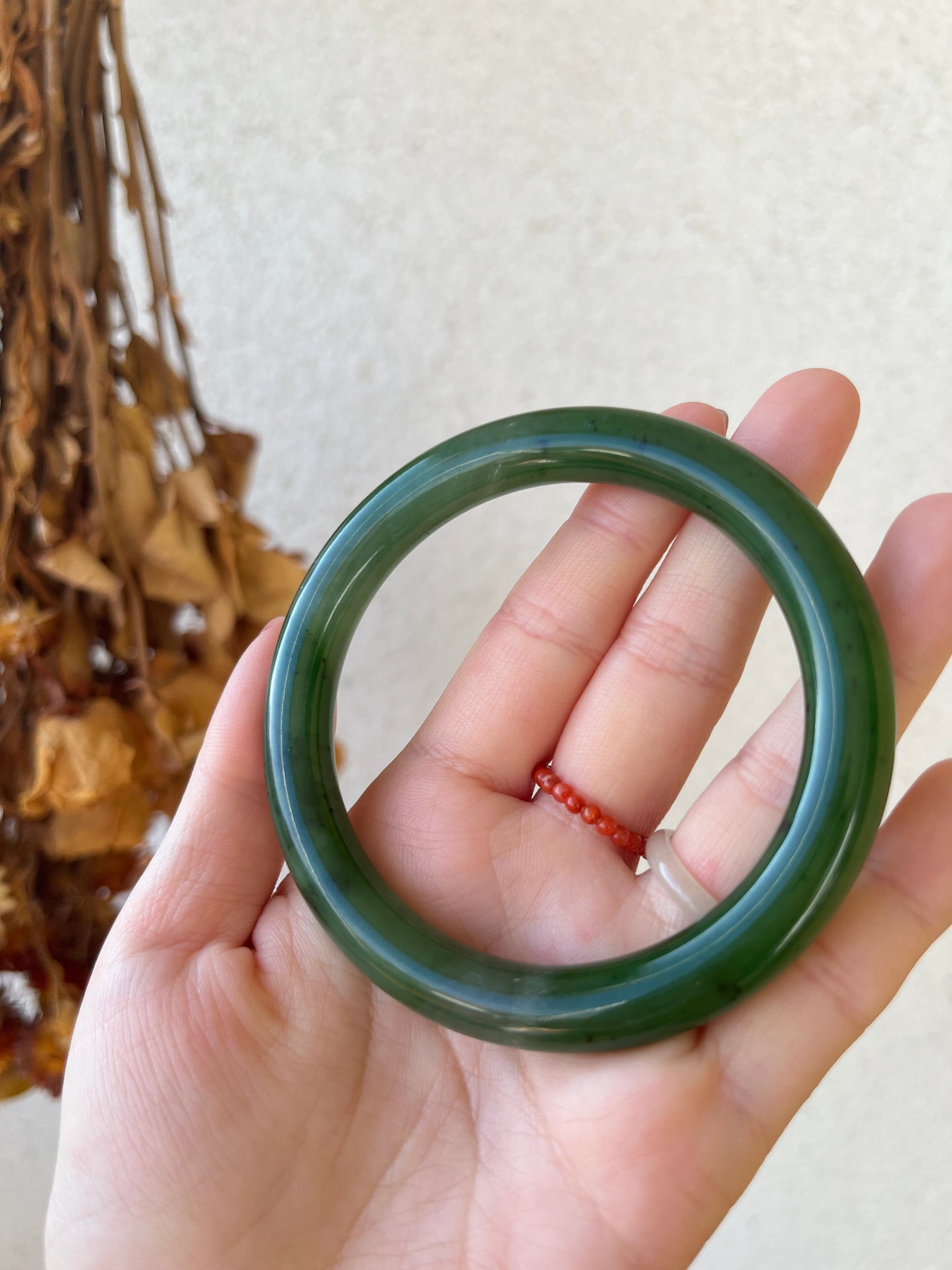 Green Hetian Jade Bangle 59mm | 碧玉手镯