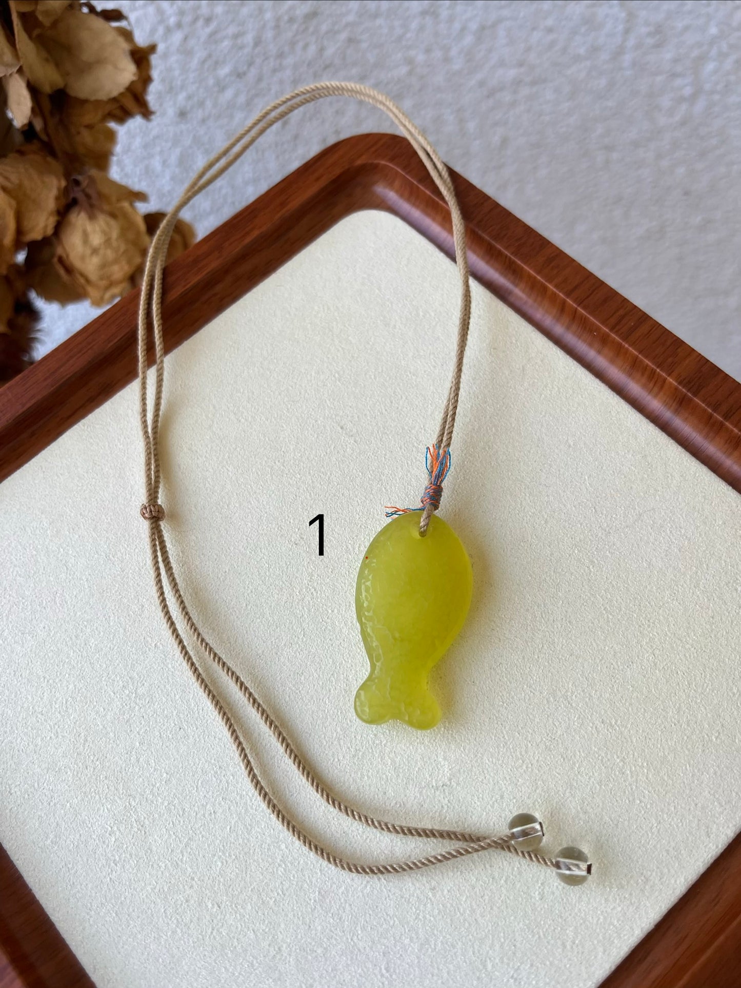 Yellow Xiu Jade Fish Necklace