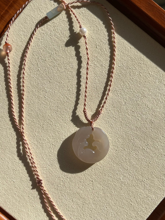 Pink Hetian Jade Nine-tailed Fox Pendant