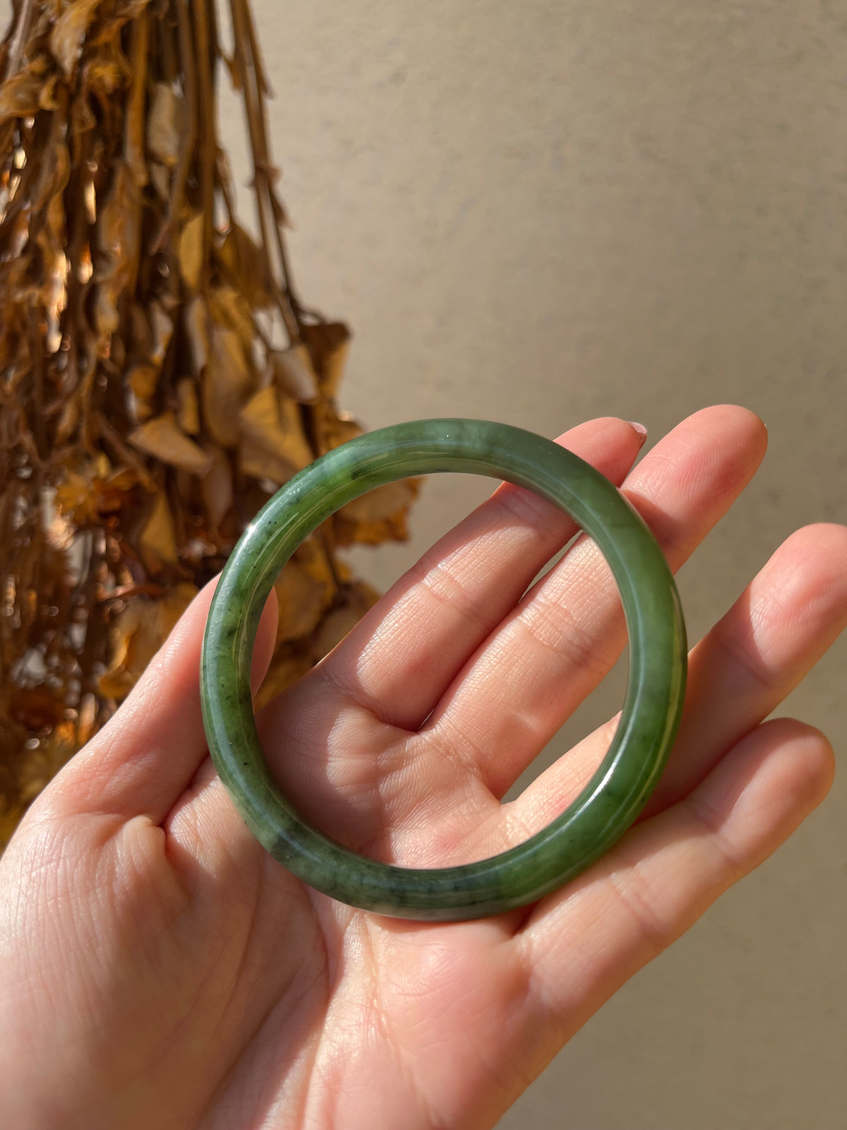 Green Hetian Jade Bangle 56mm