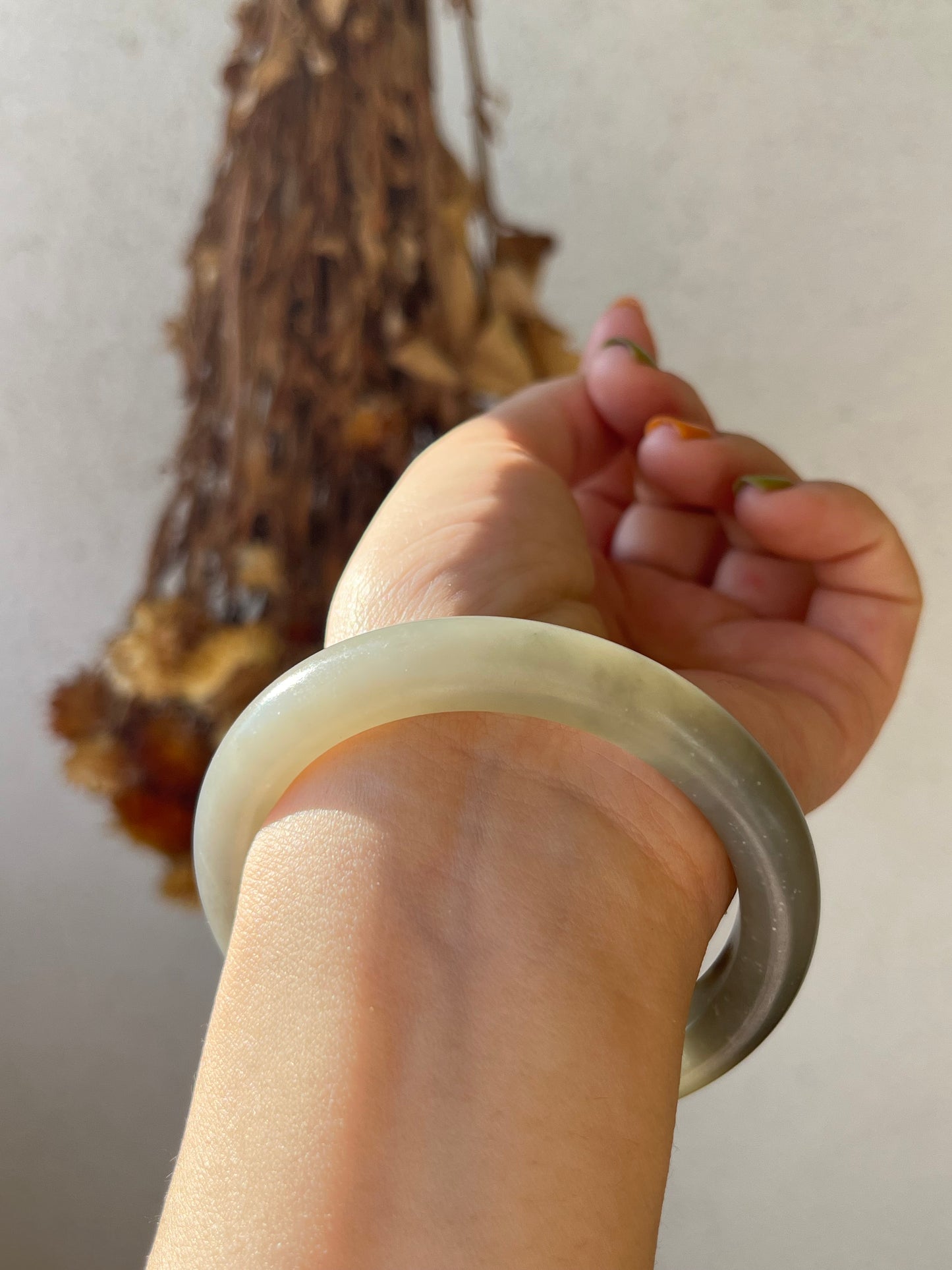 Gray Hetian Jade Bangle 54mm | 和田烟灰手镯