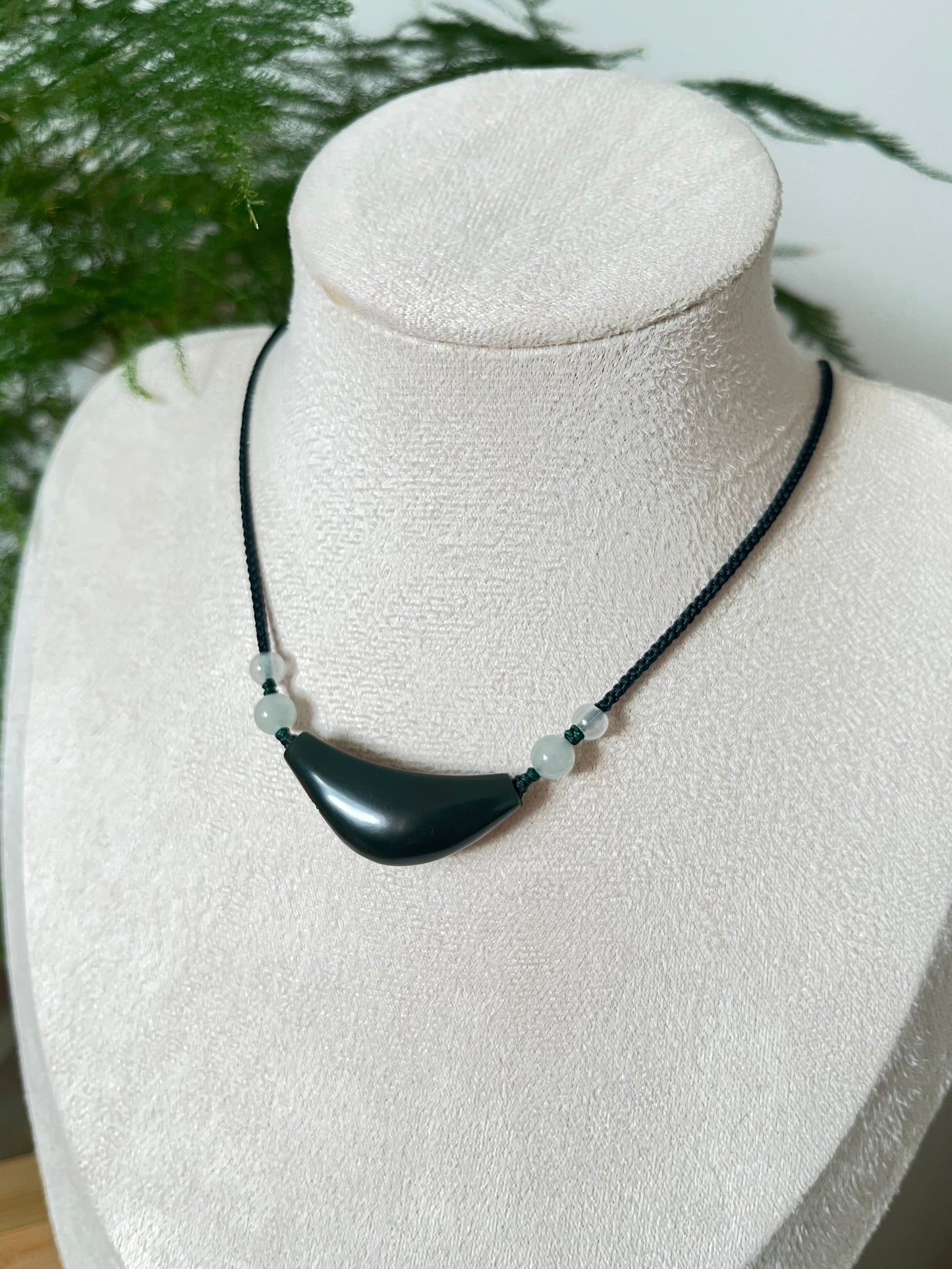 Hand Carved Premium Dark Green (Cyan) Hetian Jade Plum Blossom Set  | 手雕和田青玉一细梅花锁骨，手牌