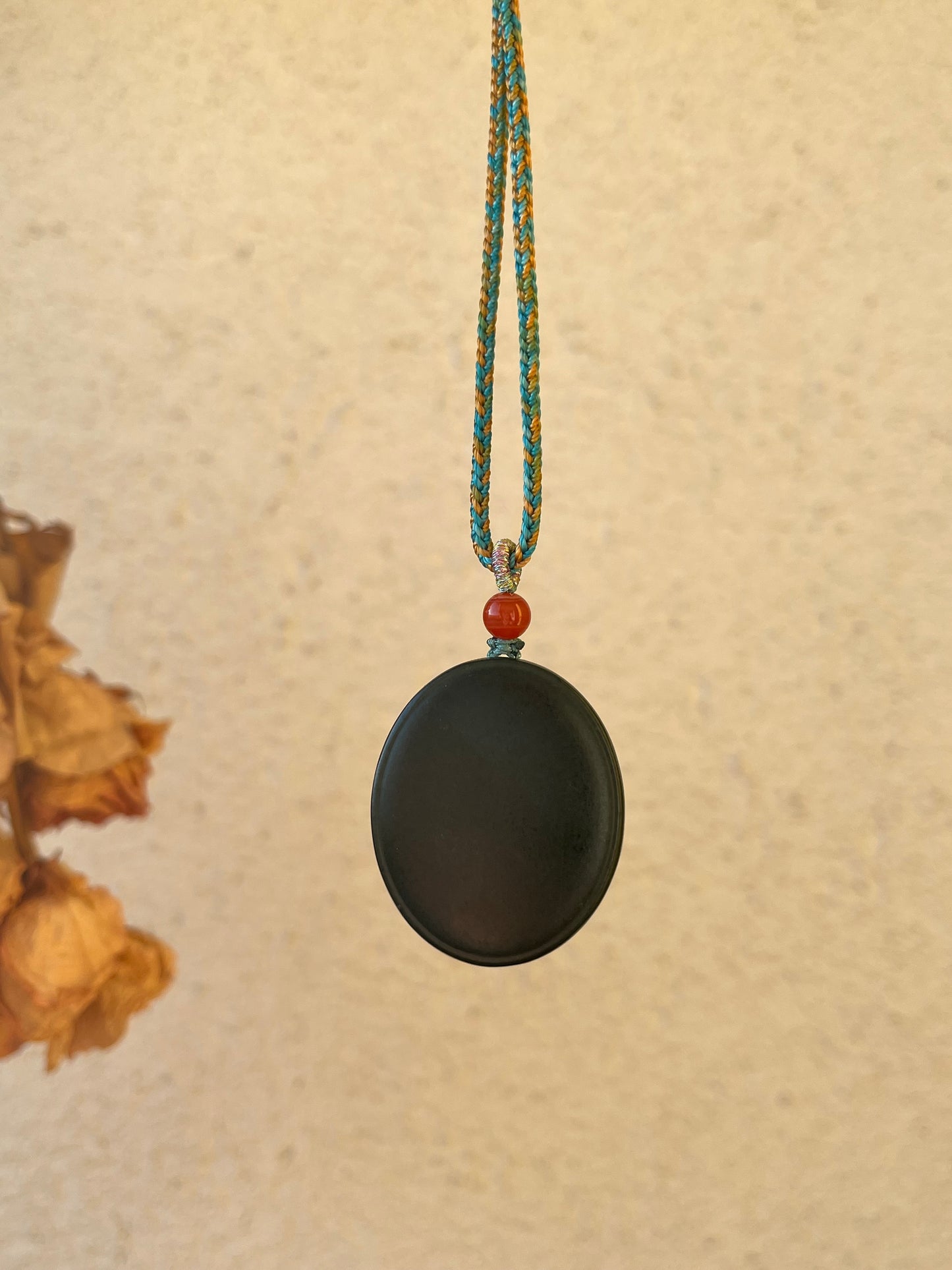 Carved Dark Cyan Hetian Jade Nine-Tailed Fox Pendant, 青玉九尾狐
