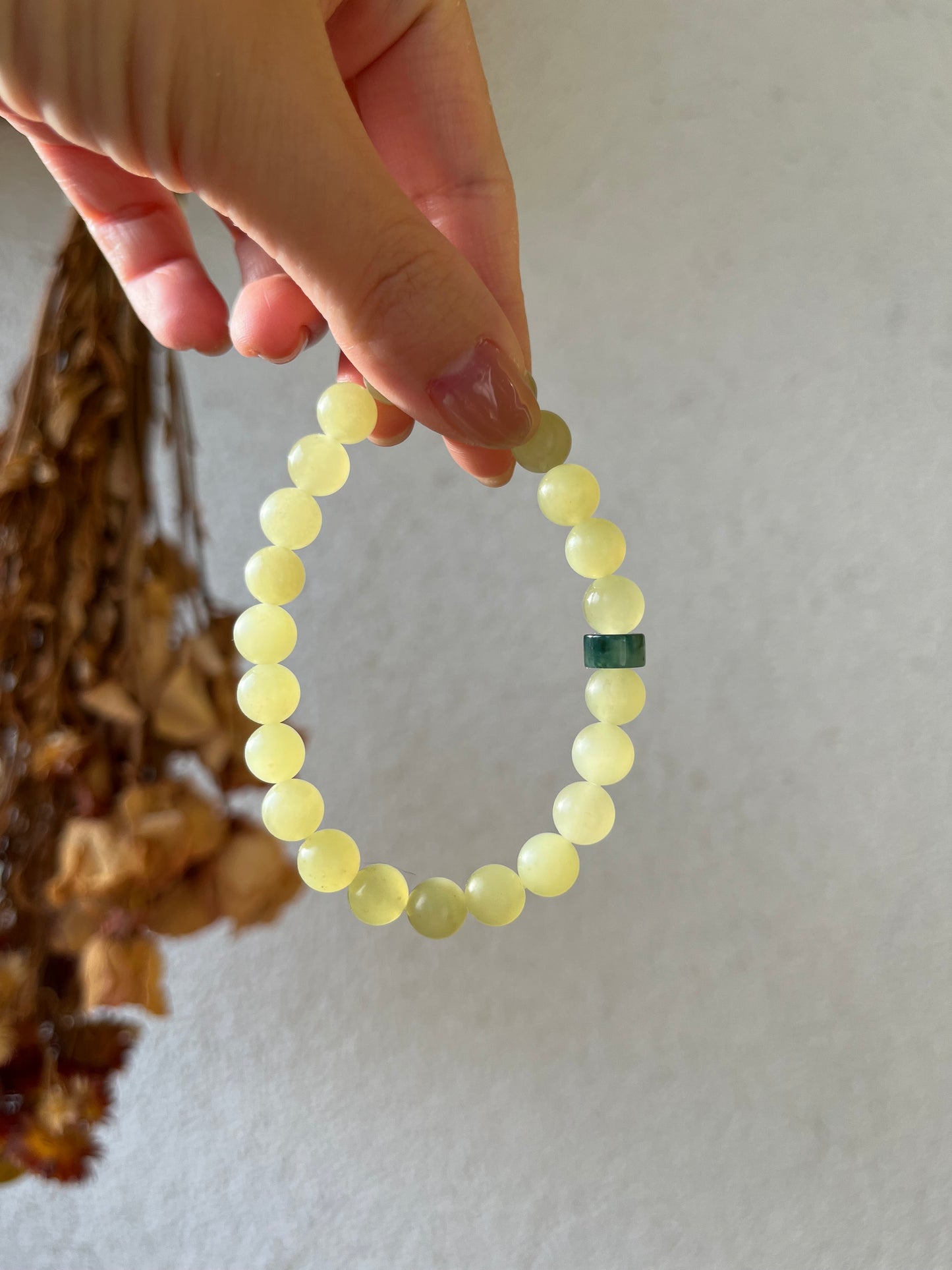 Natural Yellow Hetian Jade Bracelet with 8mm Beads, 和田黄玉手串