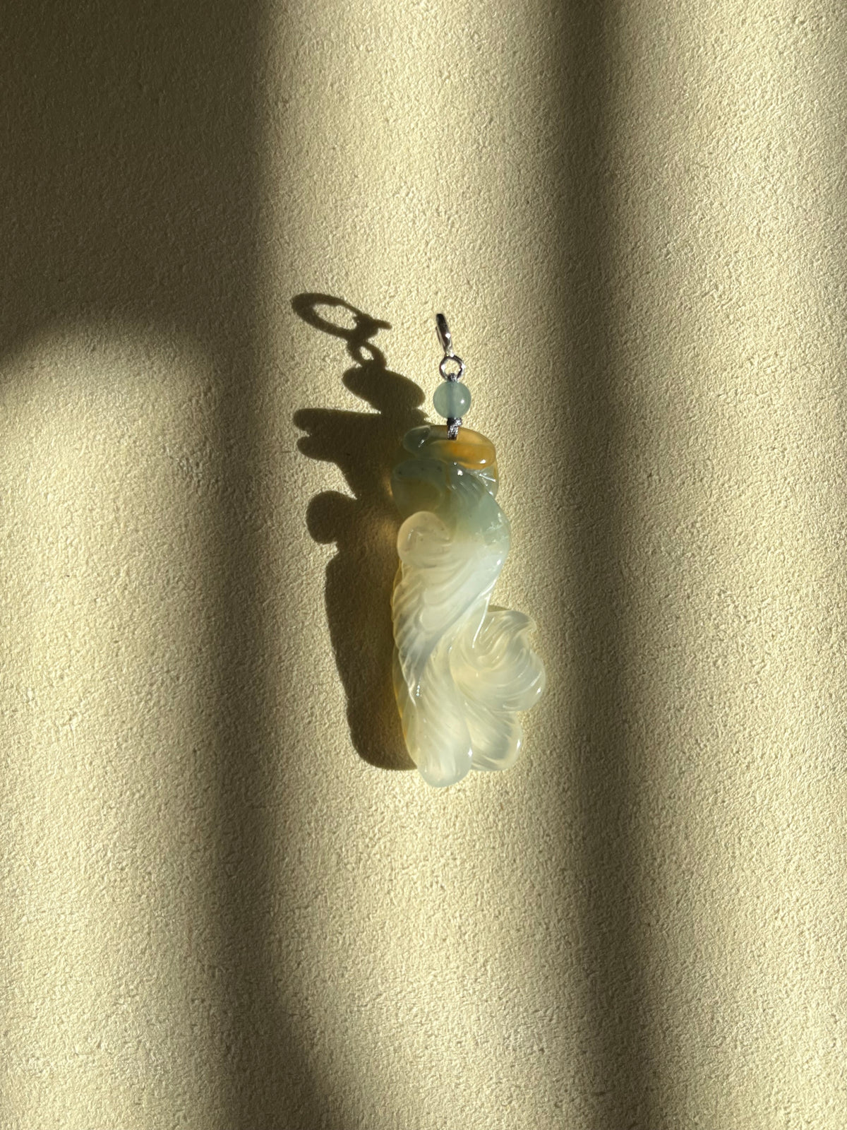 Hand Carved Xiu Jade Phoenix Pendant